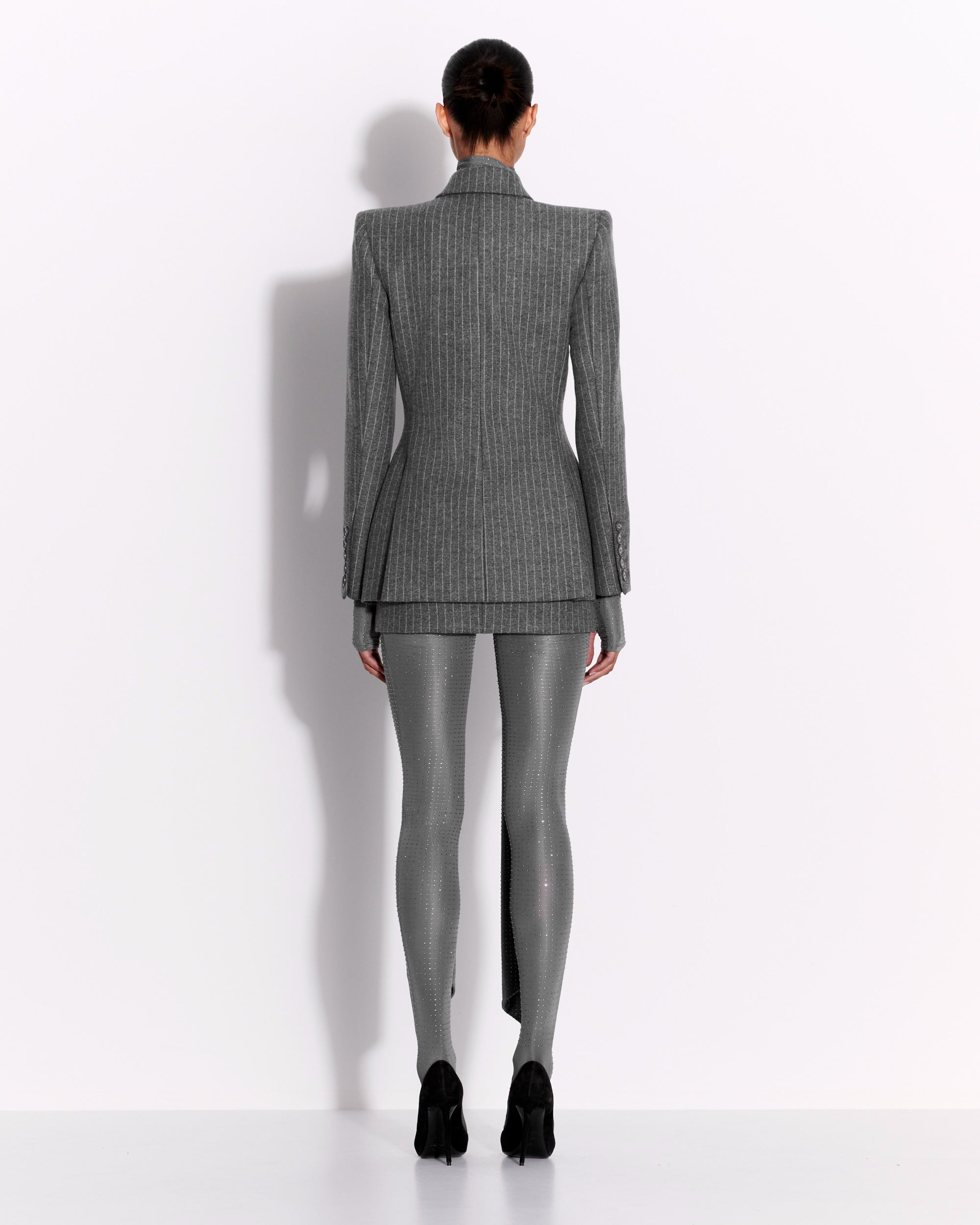 Long Sleeve Scarf Crop Top in Crystal Jersey