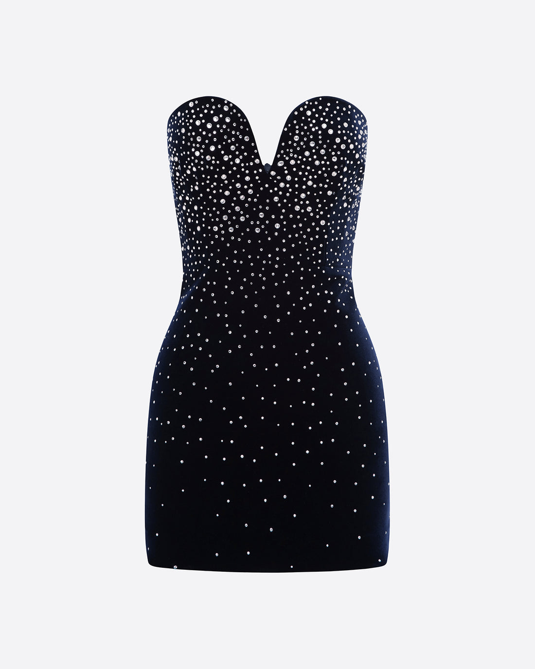 Strapless Sweetheart Mini Dress in Crystal Velvet