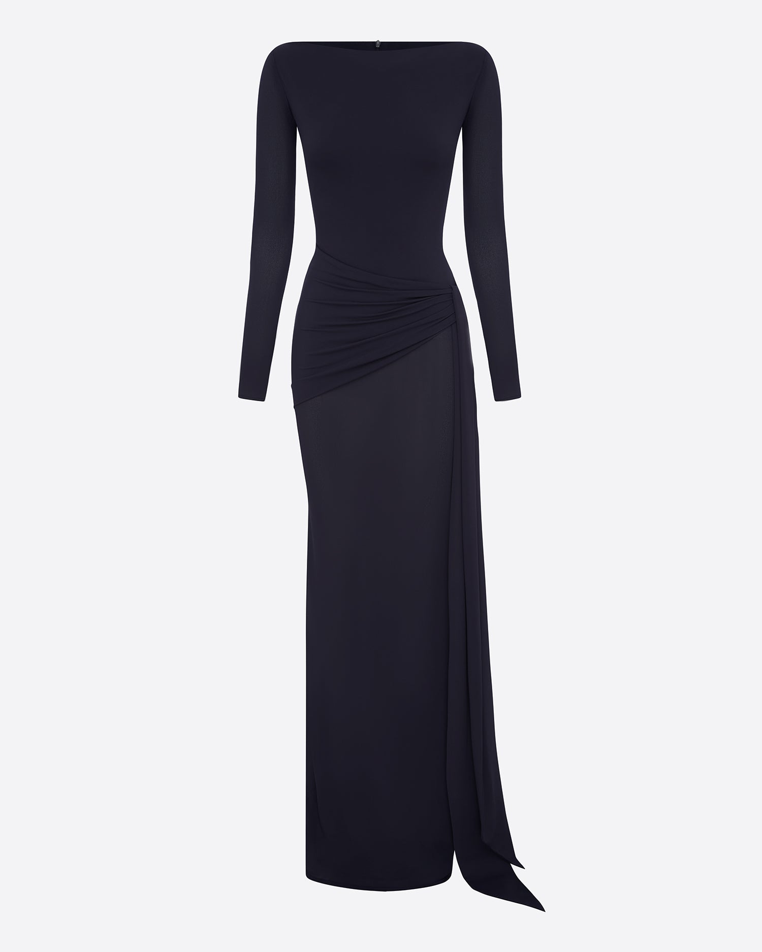 Long Sleeve Twist Column in Crepe Jersey