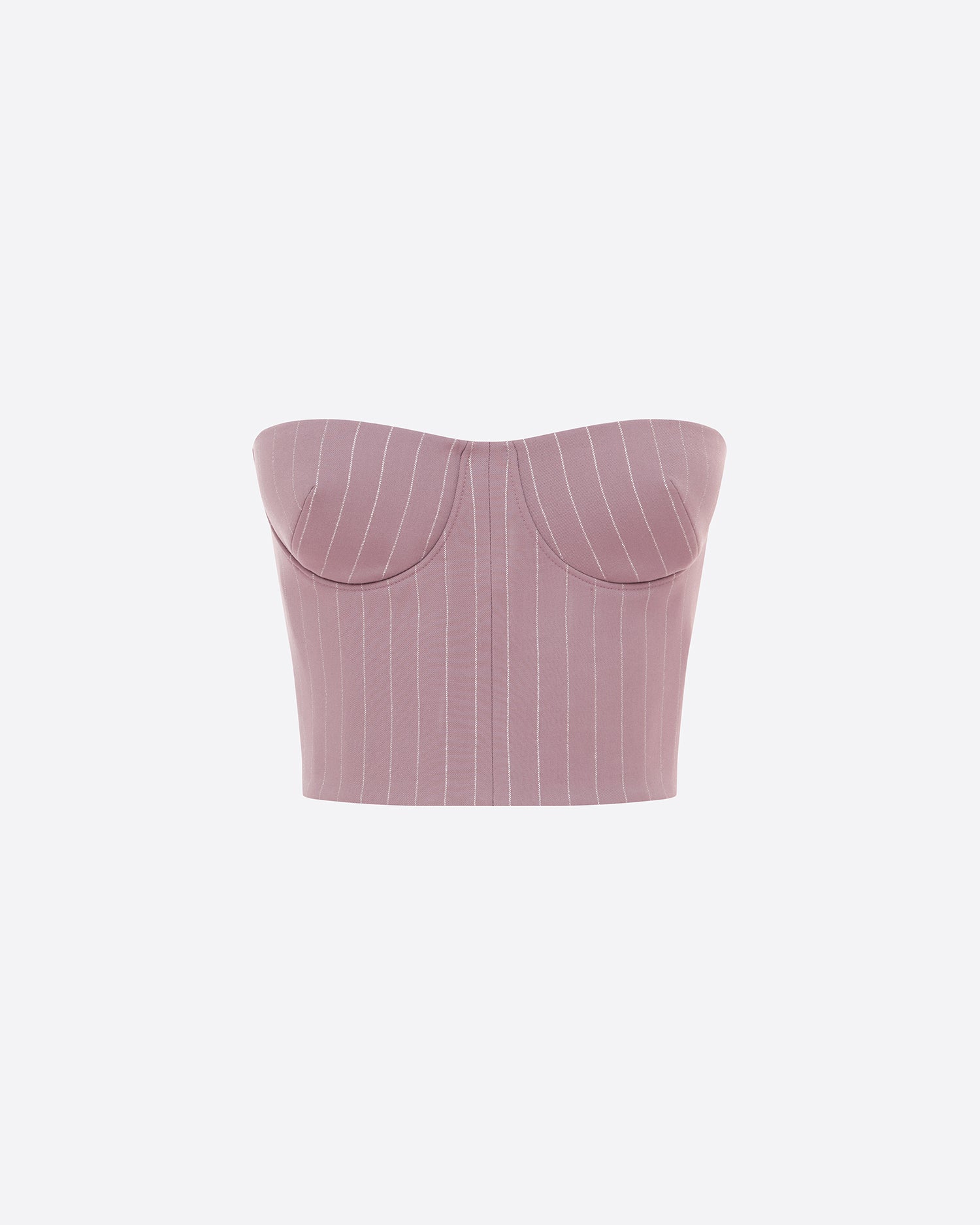Strapless Crop Top in Lurex Pinstripe