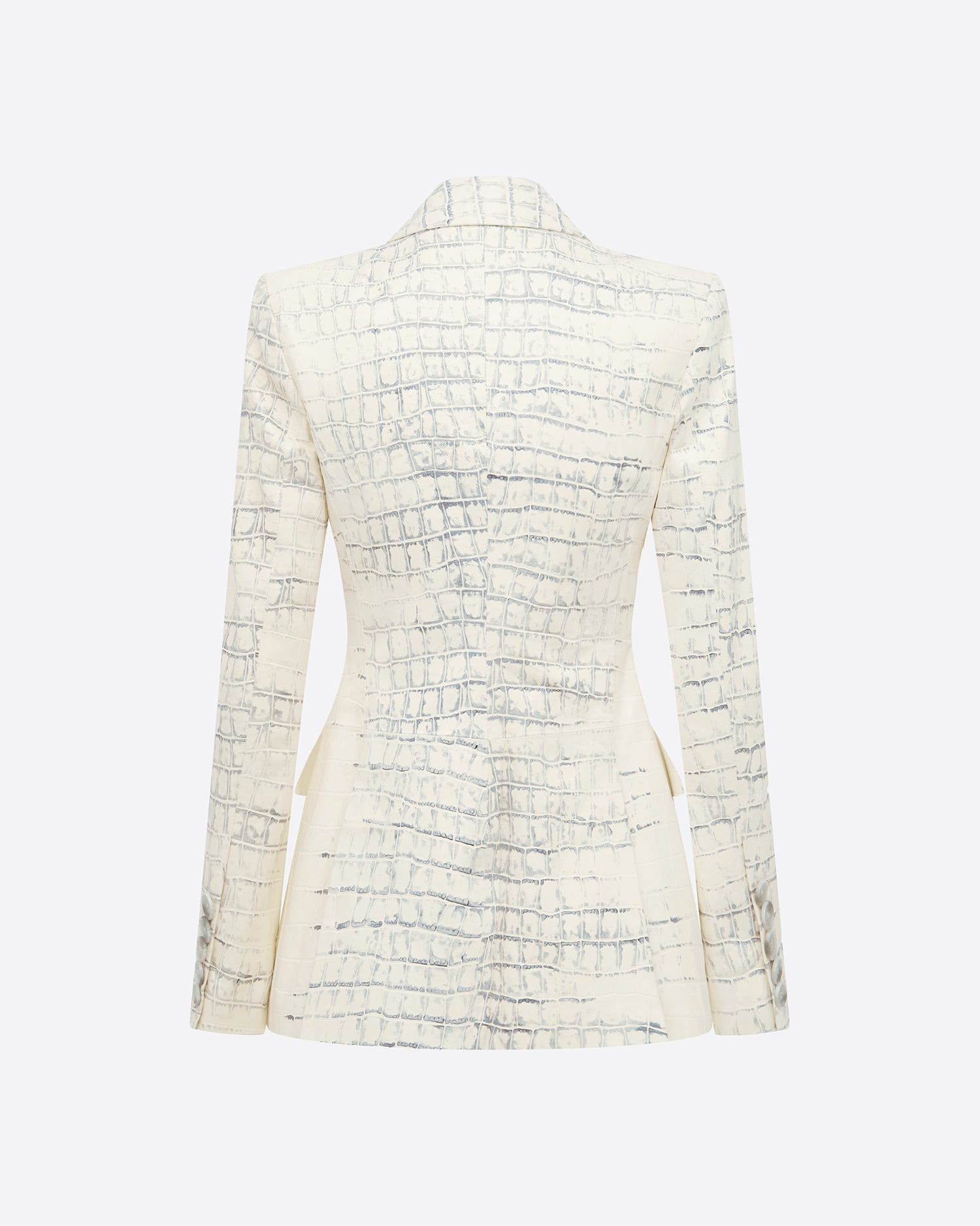 Single Breasted Fitted Blazer in Embossed Leather
