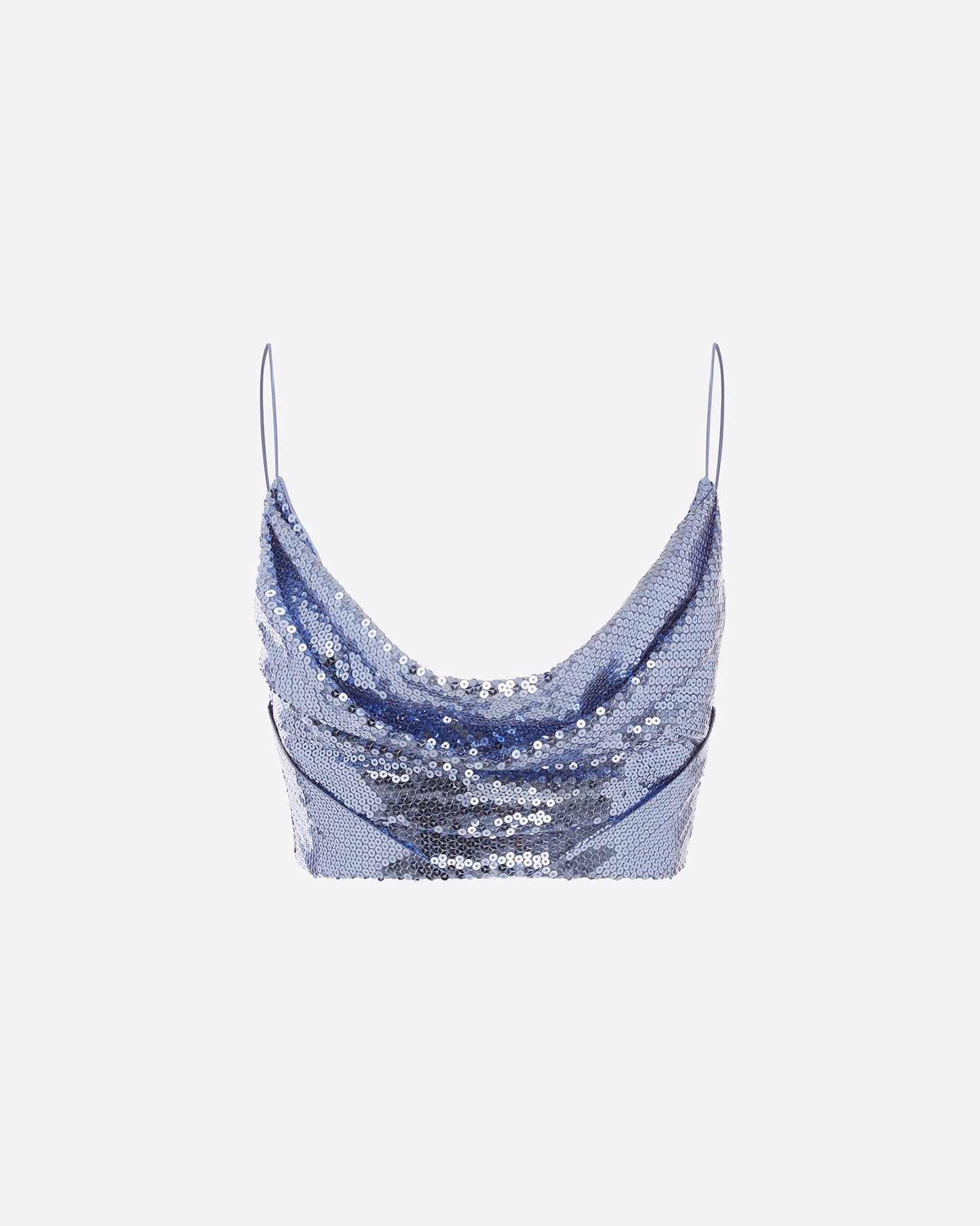 Bikini Cowl Drape Crop Top in Sequin