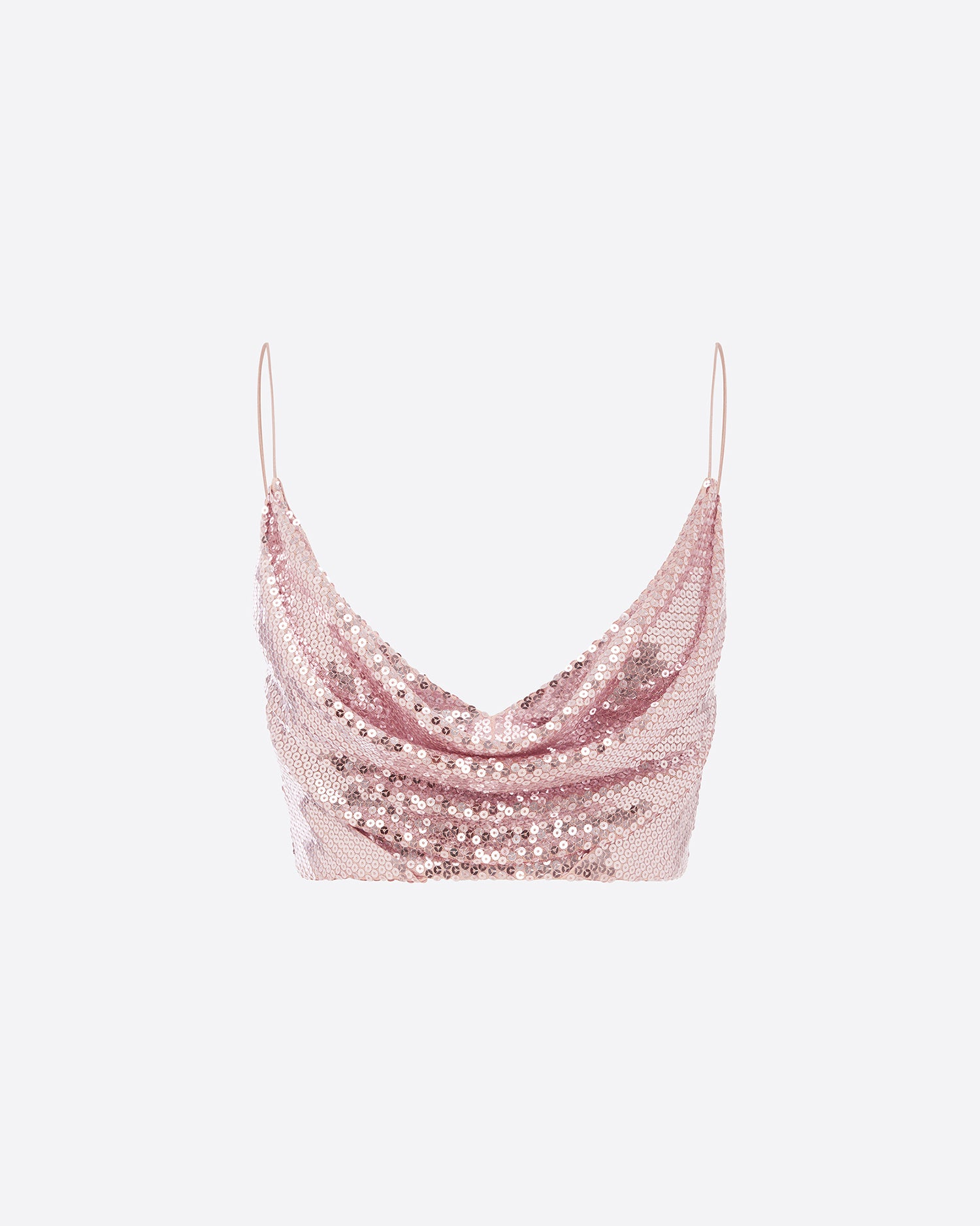 Bikini Cowl Drape Crop Top in Sequin