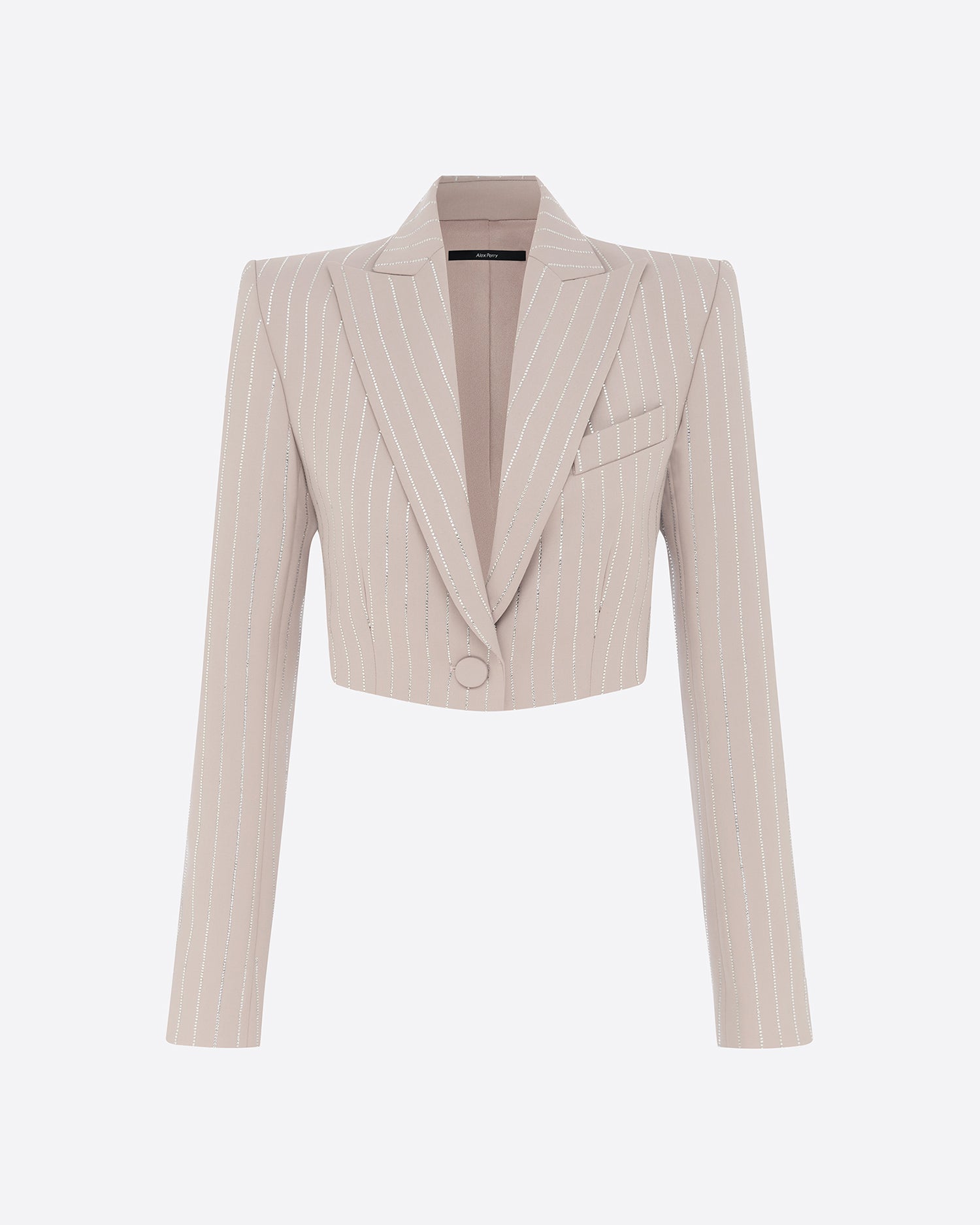 Single Breasted Crop Blazer in Crystal Pinstripe