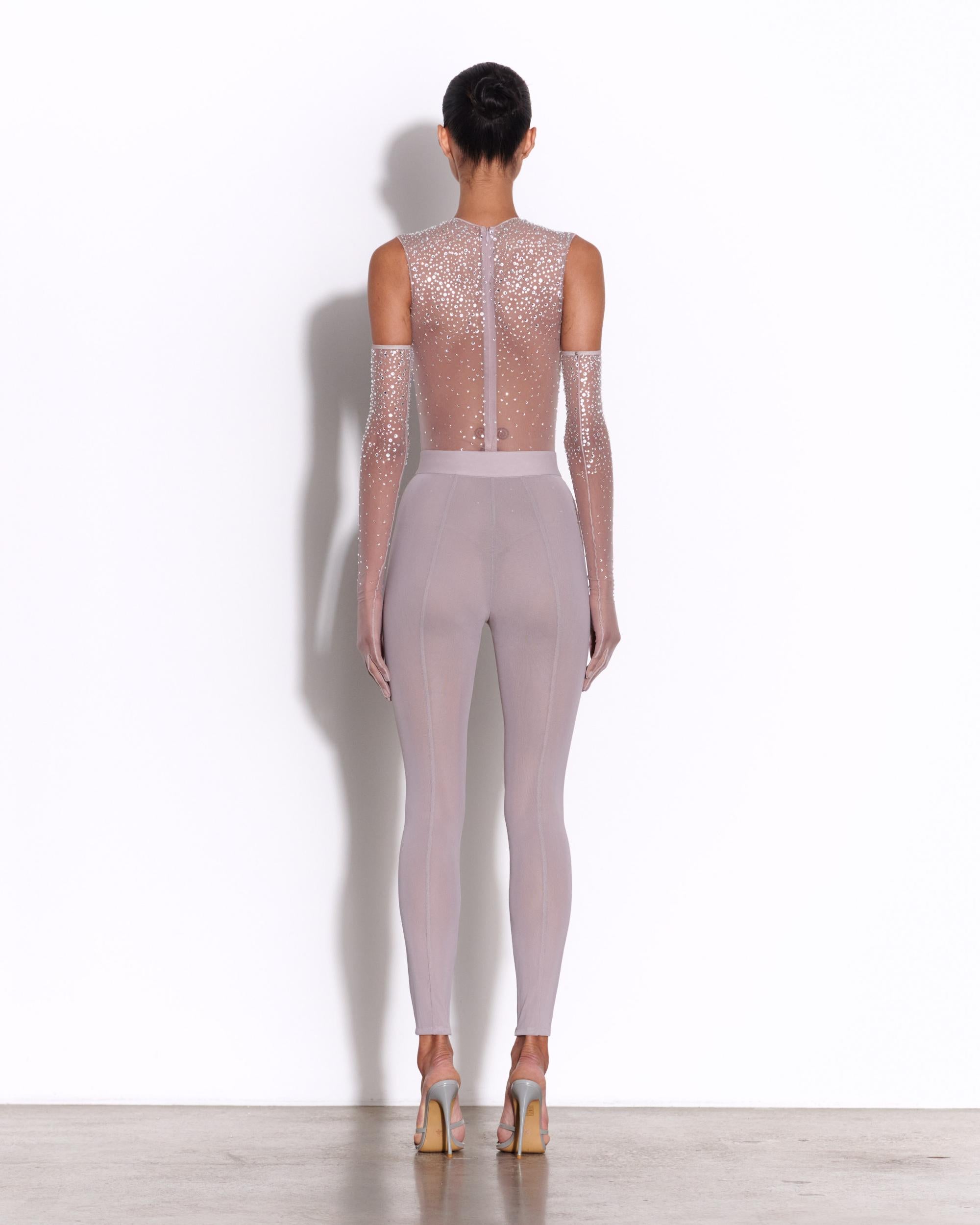 Crew Bodysuit in Crystal Mesh