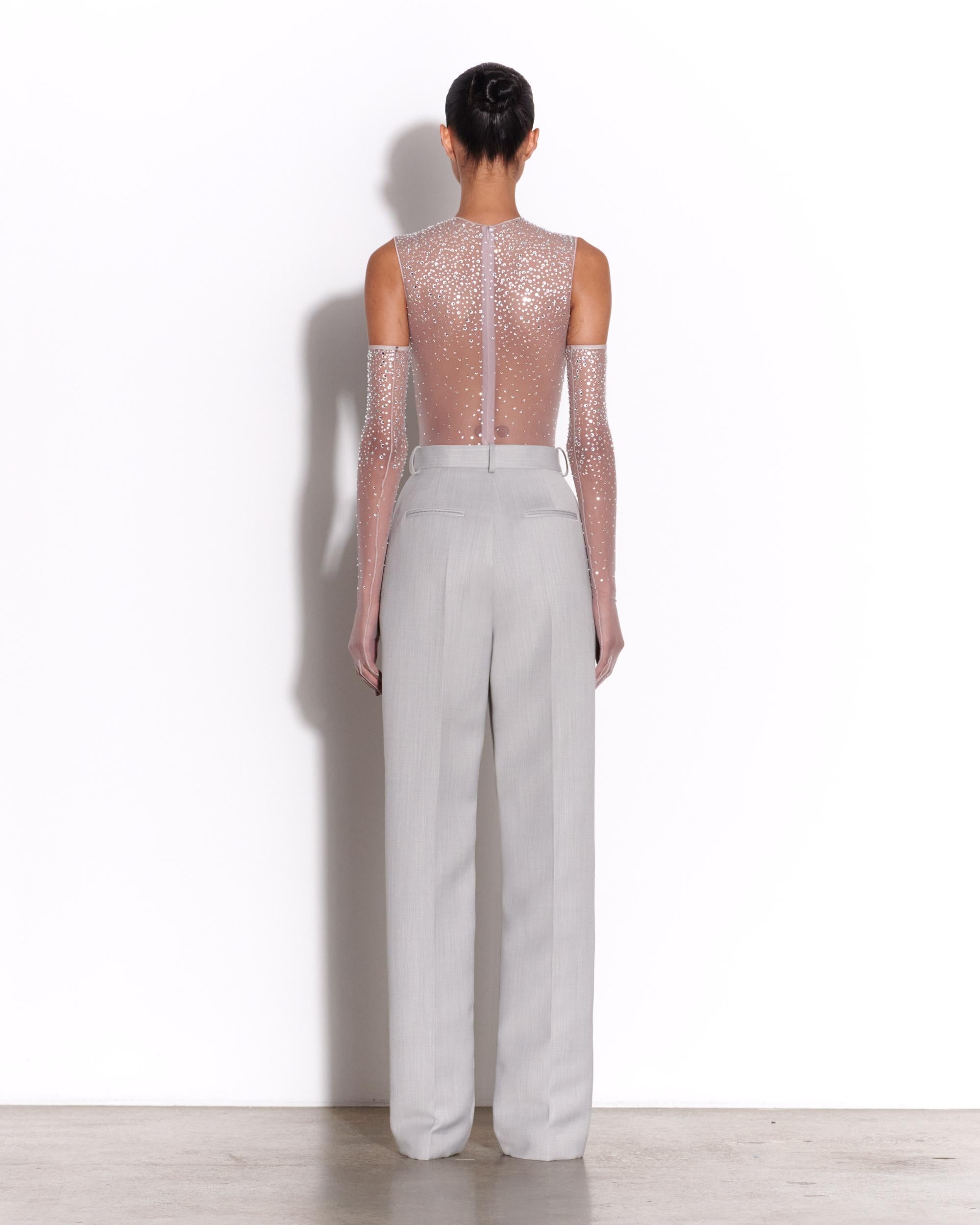 Crew Bodysuit in Crystal Mesh