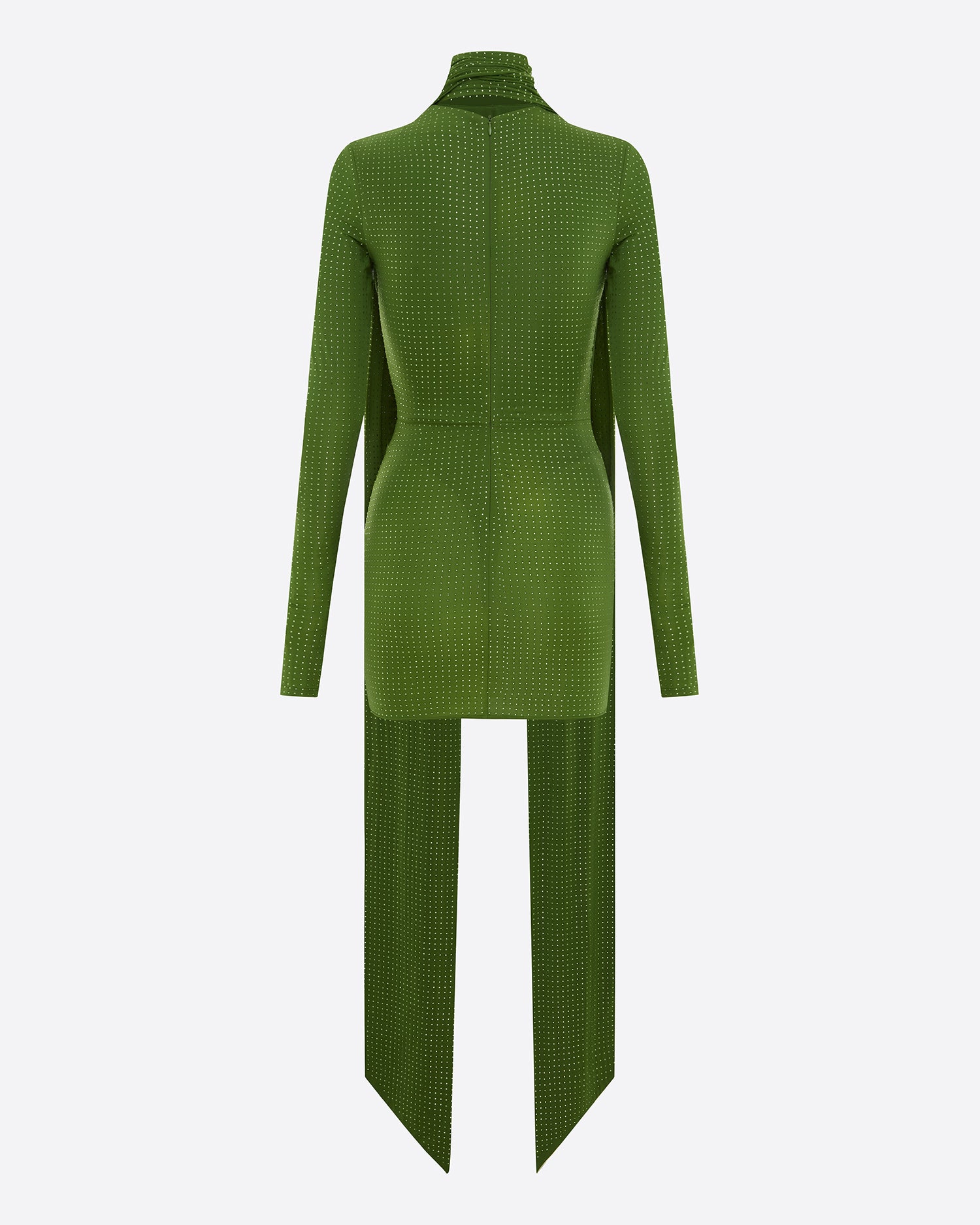 Long Sleeve Scarf Mini Dress in Crystal Jersey