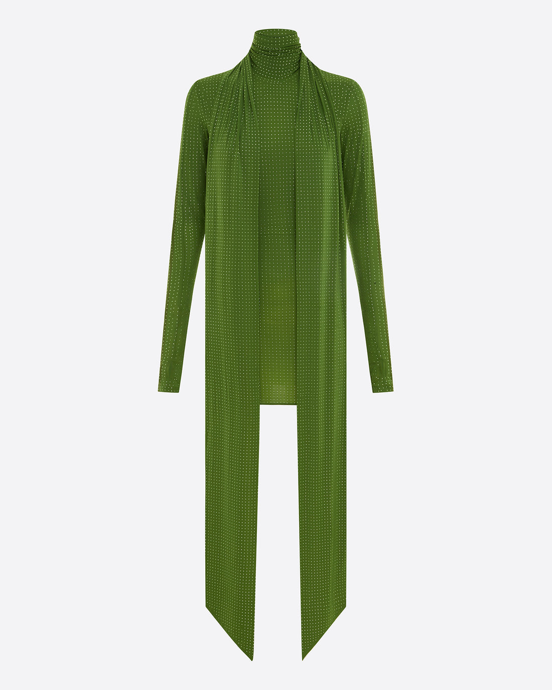 Long Sleeve Scarf Mini Dress in Crystal Jersey