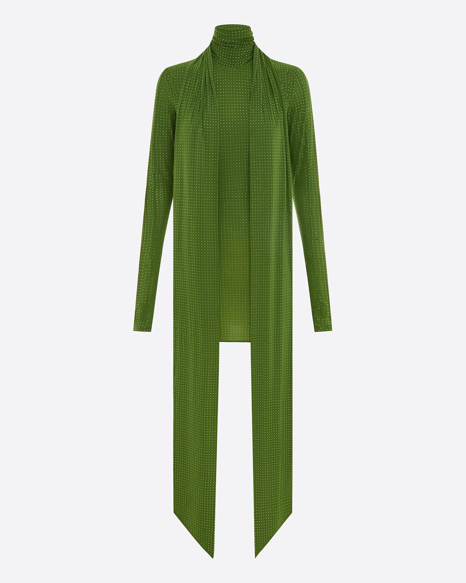 Long Sleeve Scarf Mini Dress in Crystal Jersey