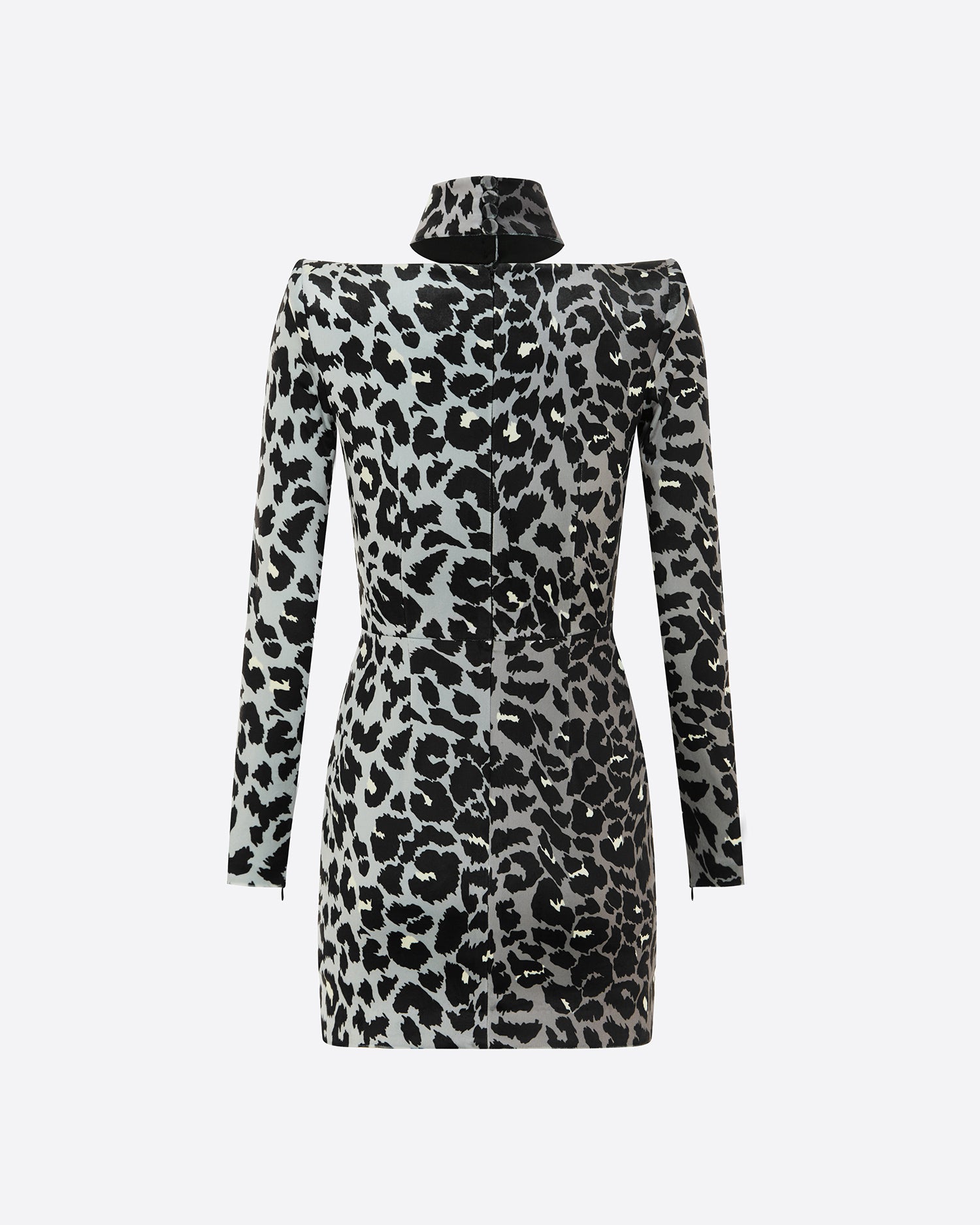 Long Sleeve Mini Dress in Printed Velvet