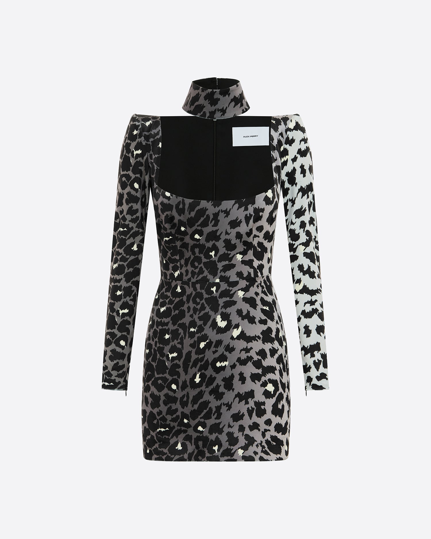 Long Sleeve Mini Dress in Printed Velvet