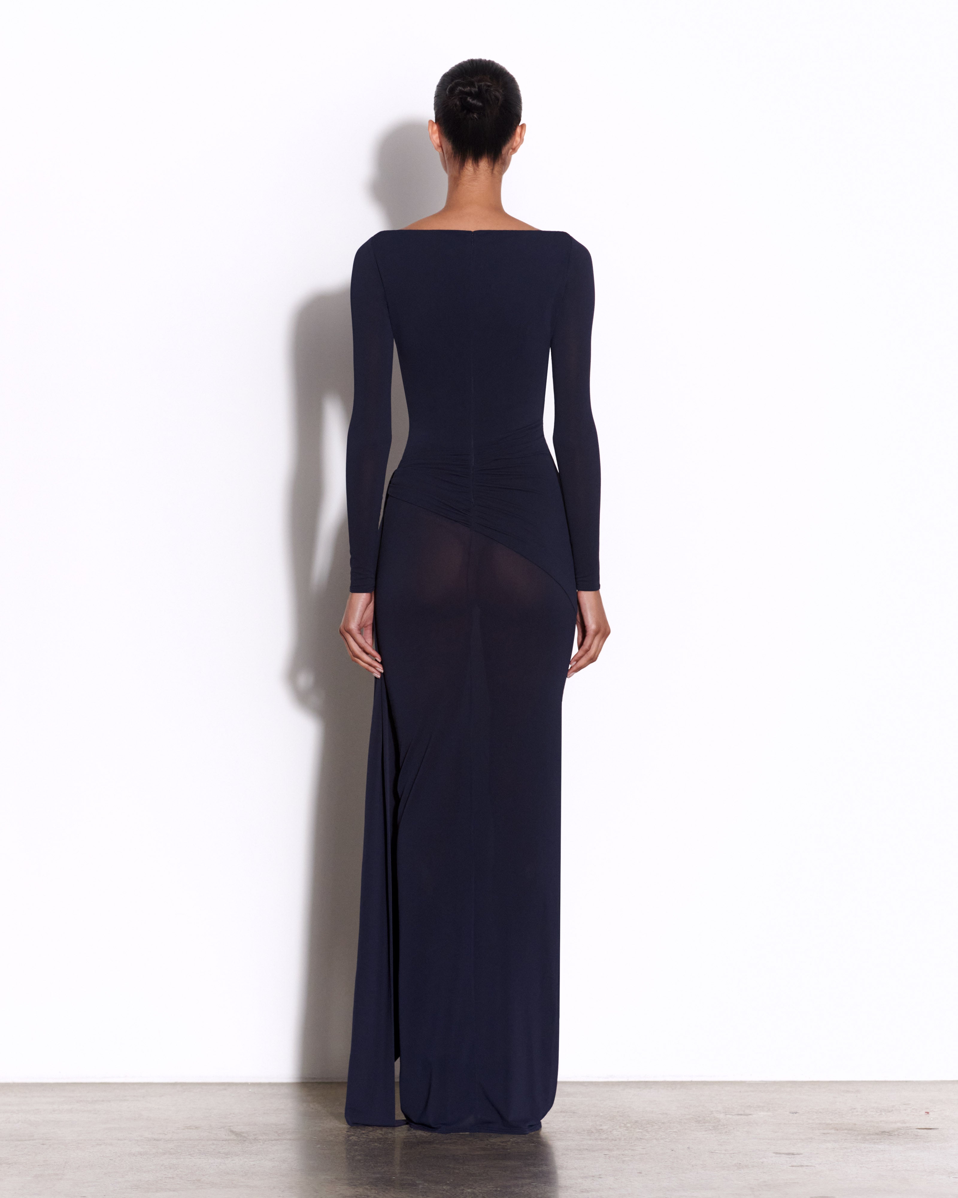 Long Sleeve Twist Column in Crepe Jersey