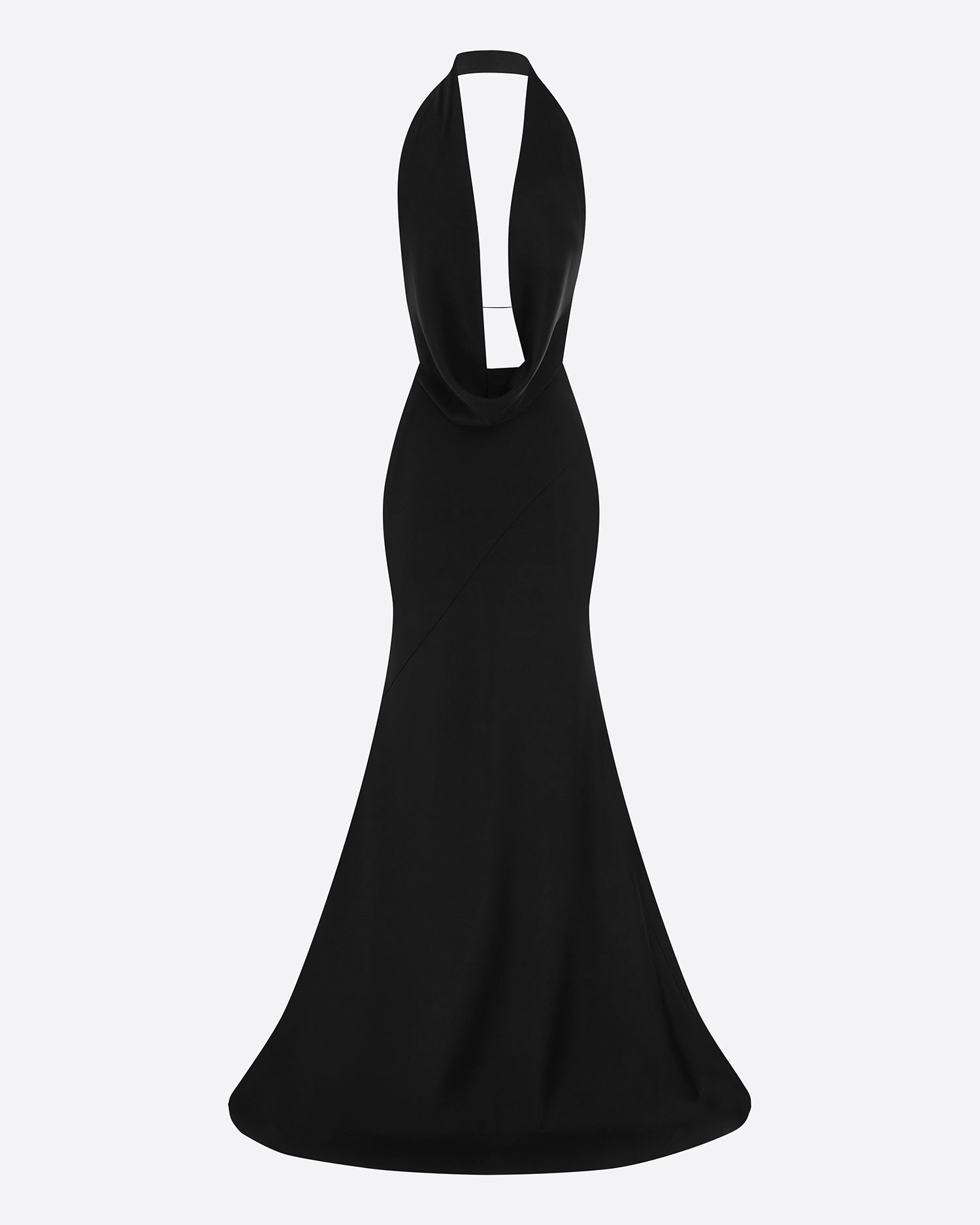 Halter Draped Gown in Satin Crepe