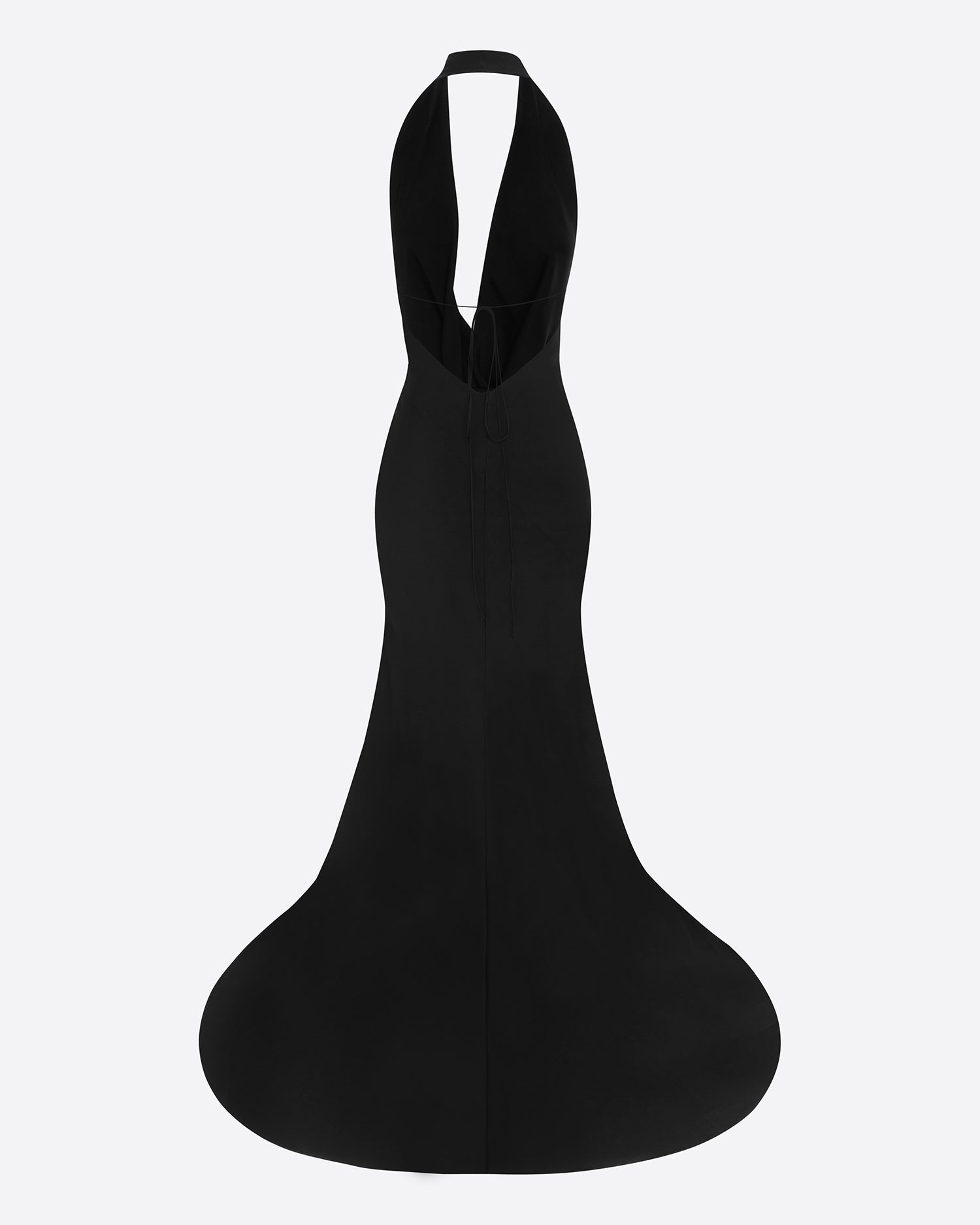 Halter Draped Gown in Satin Crepe