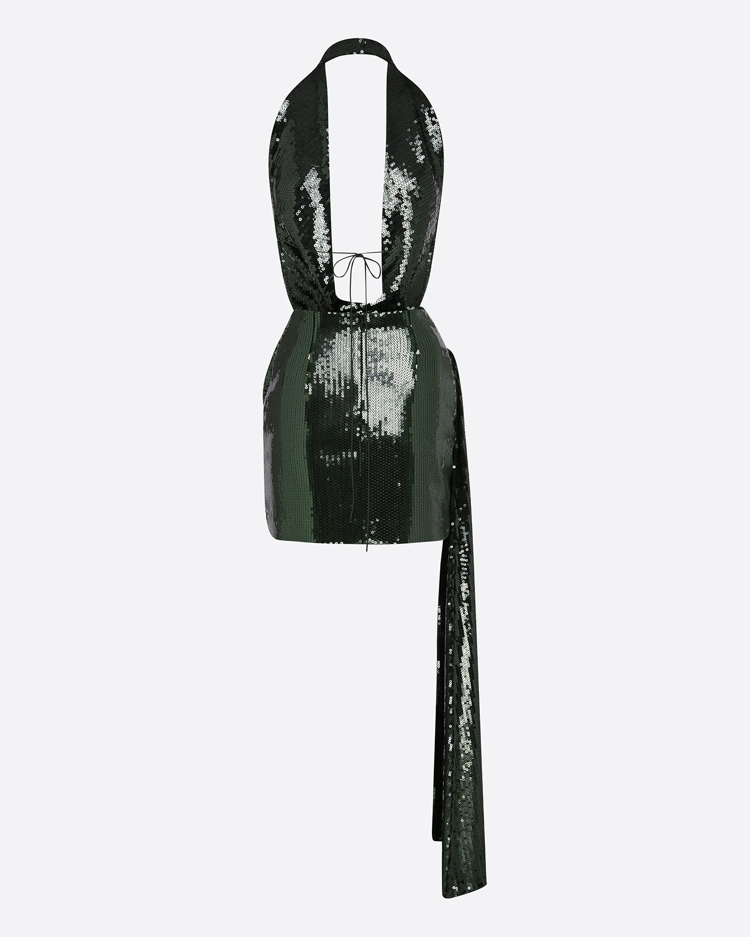 Halter Draped Wrap Mini Dress in Sequin