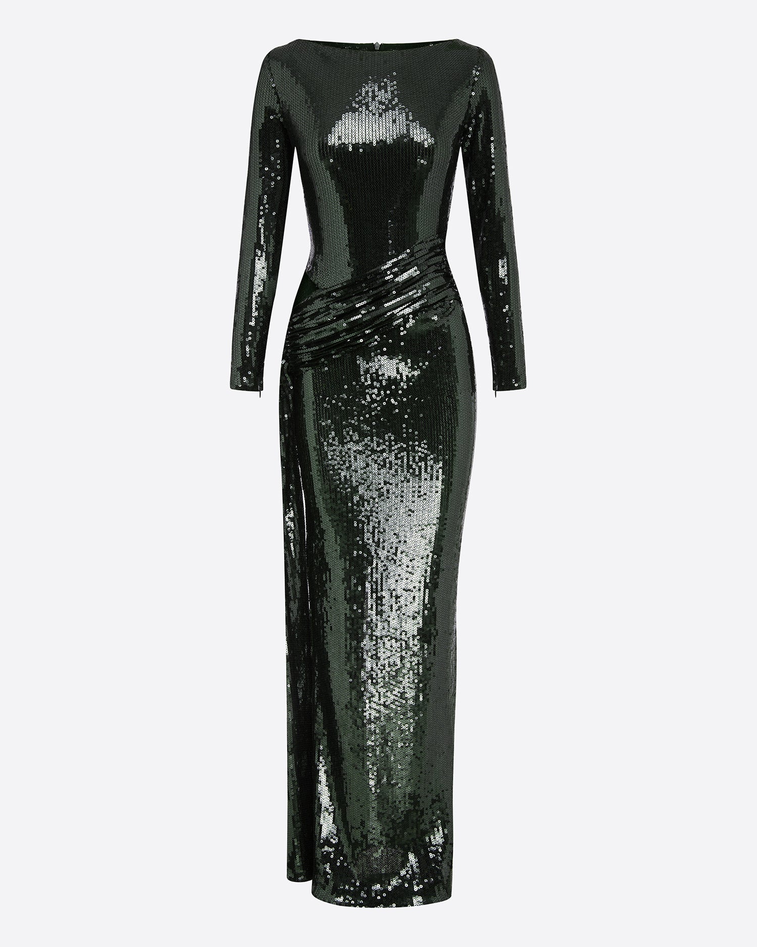 Long Sleeve Wrap Column in Sequin