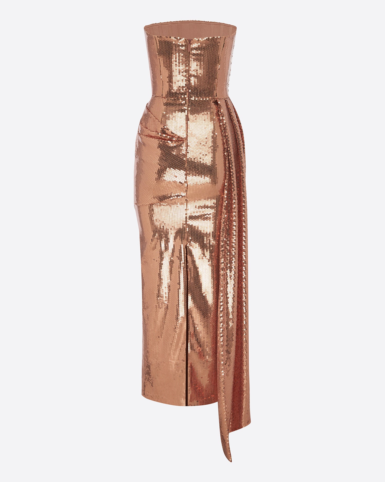 Strapless Drape Dress in Sequin