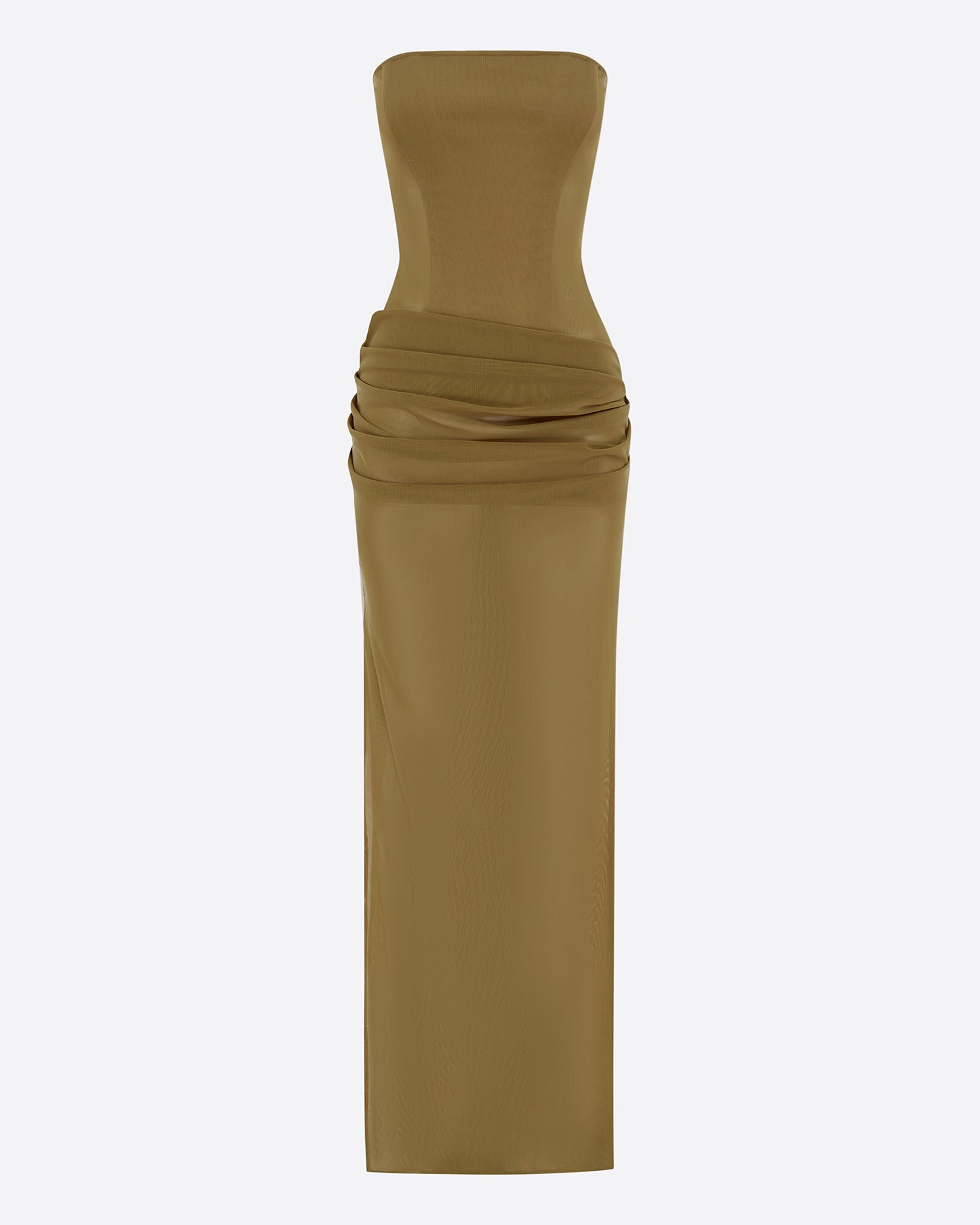 Strapless Longline Column in Stretch Mesh