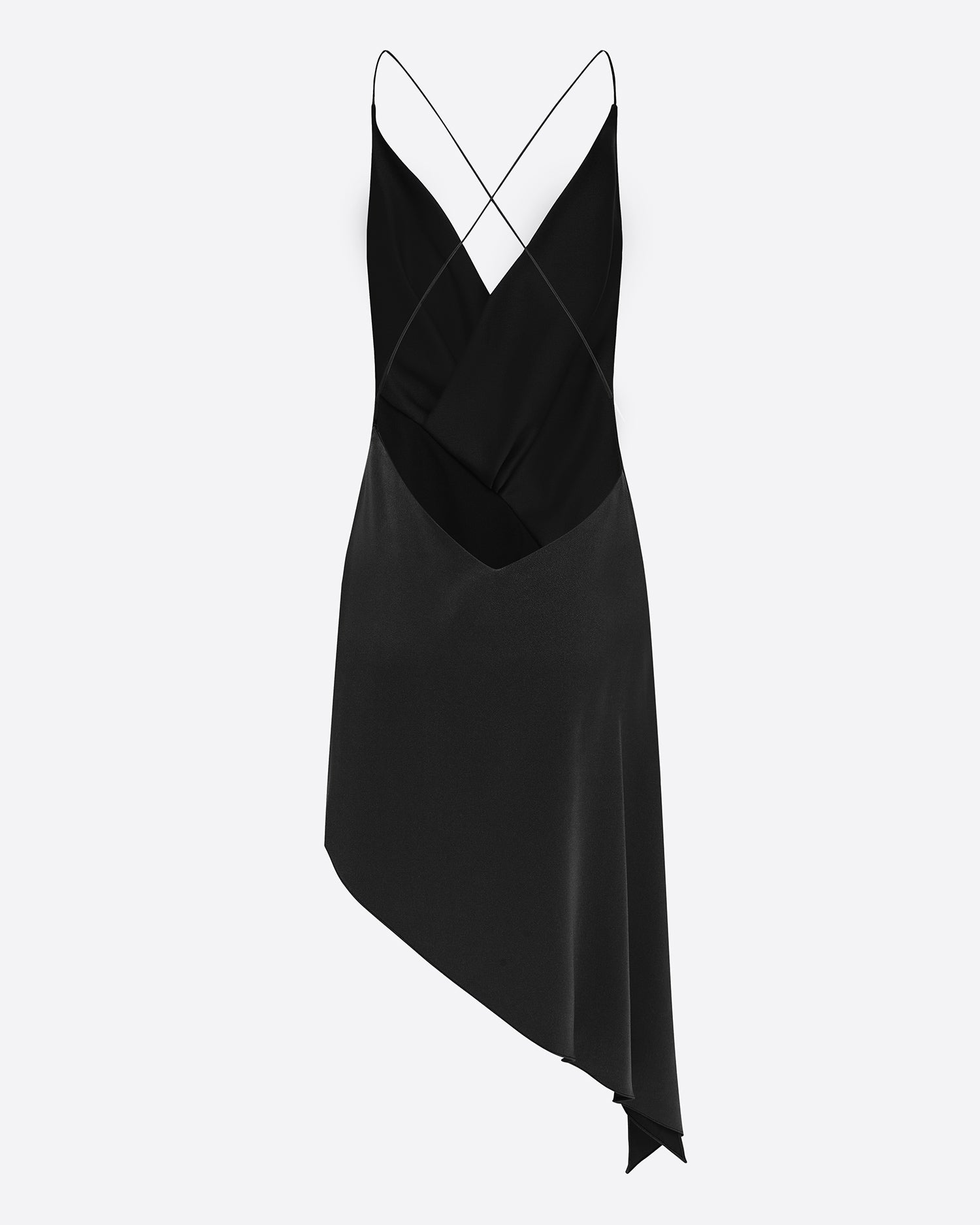 Bikini Wrap Asymmetric Dress in Satin Crepe