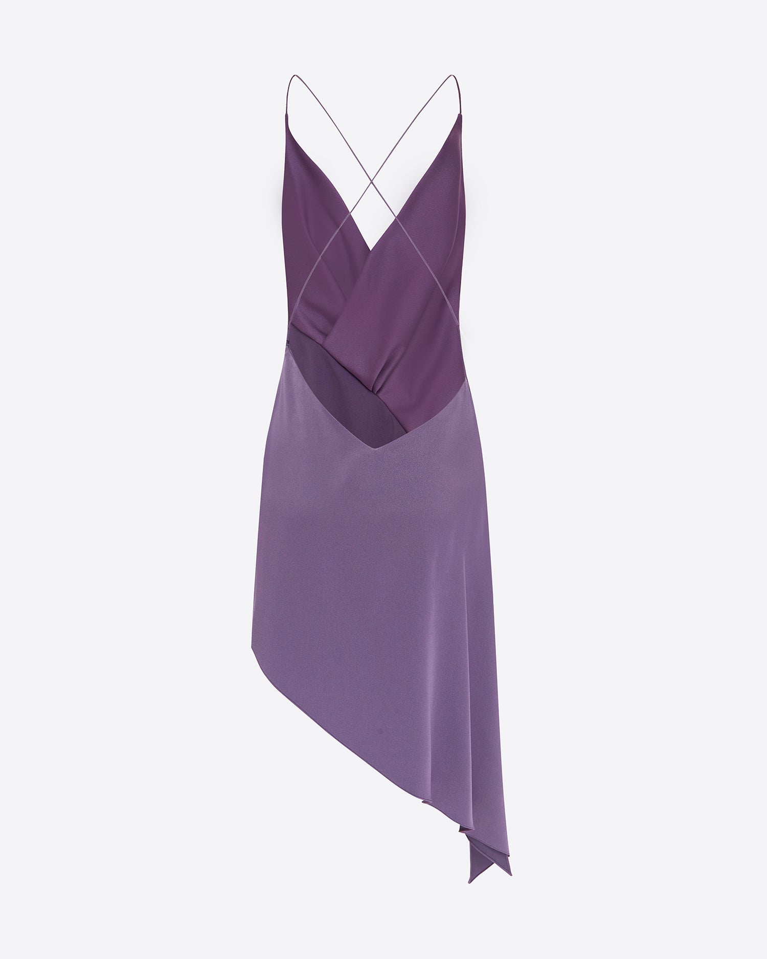 Bikini Wrap Asymmetric Dress in Satin Crepe