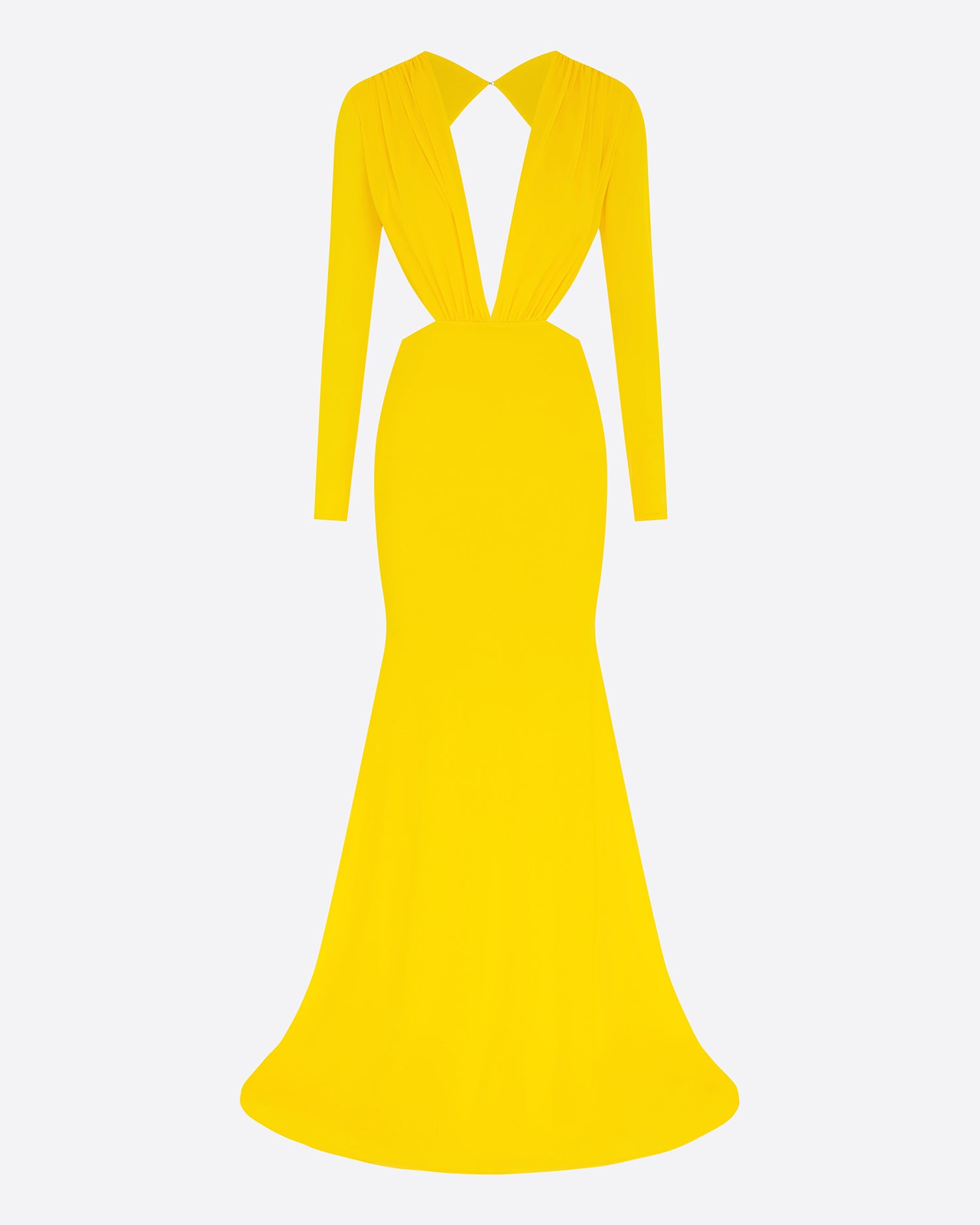 Long Sleeve Open Back Gown in Crepe Jersey