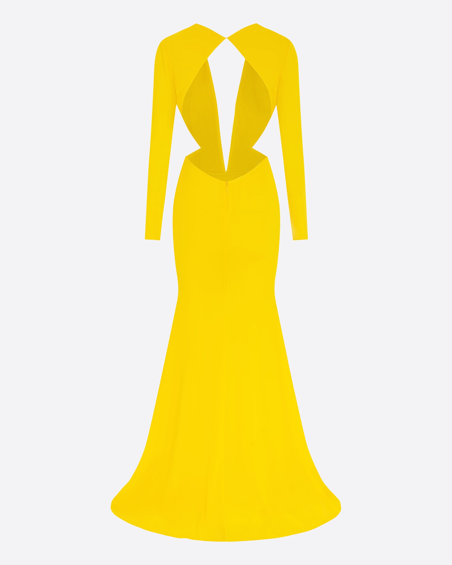 Long Sleeve Open Back Gown in Crepe Jersey