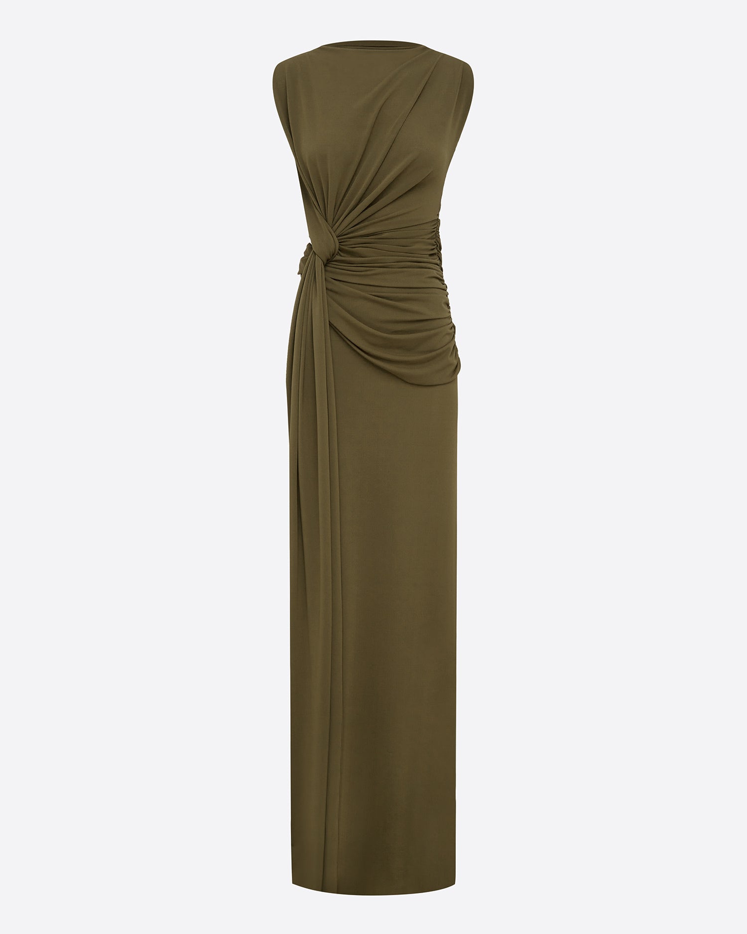 Sleeveless Twist Gown in Crepe Jersey