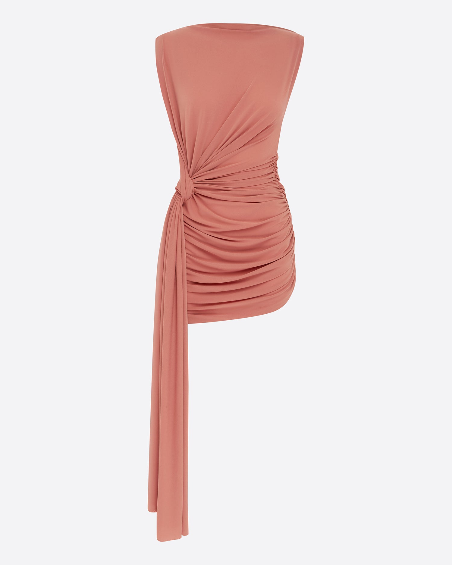 Sleeveless Twist Mini Dress in Crepe Jersey