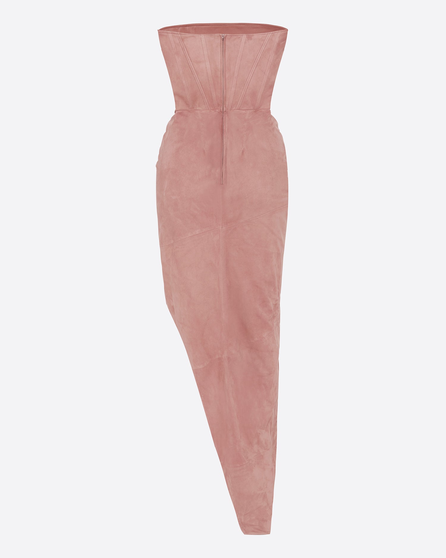 Strapless Corset Drape Gown in Suede