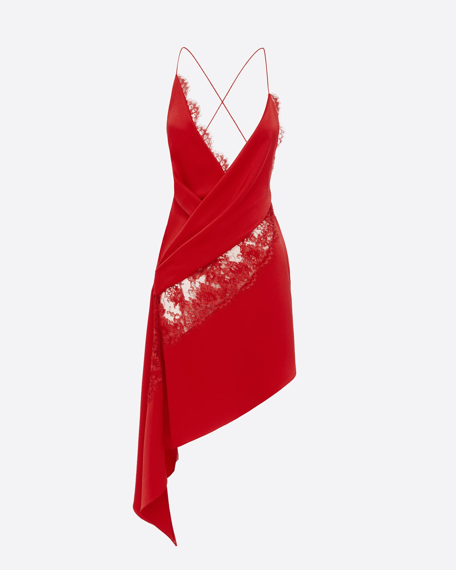 Bikini Wrap Asymmetric Dress in Satin Crepe