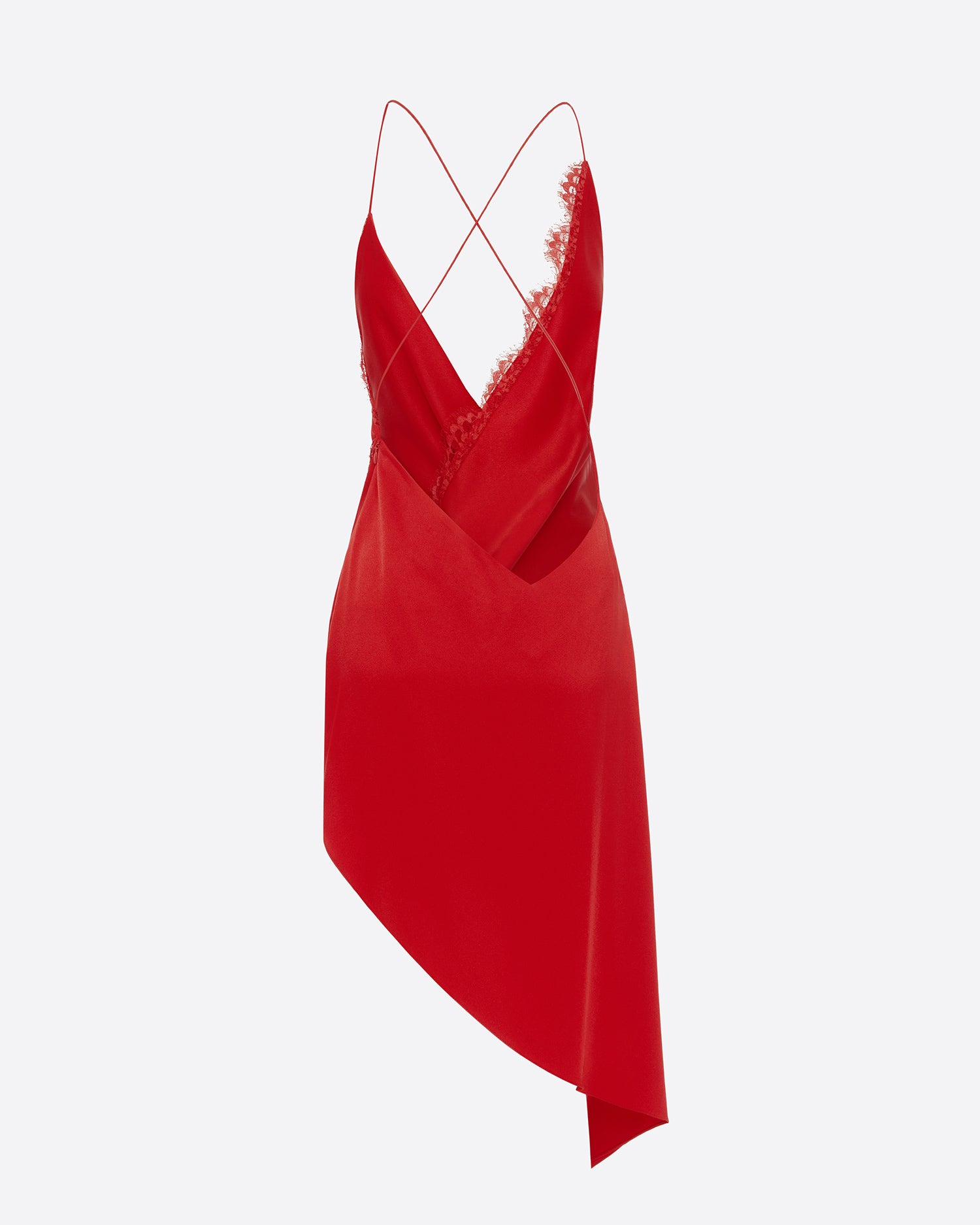 Bikini Wrap Asymmetric Dress in Satin Crepe