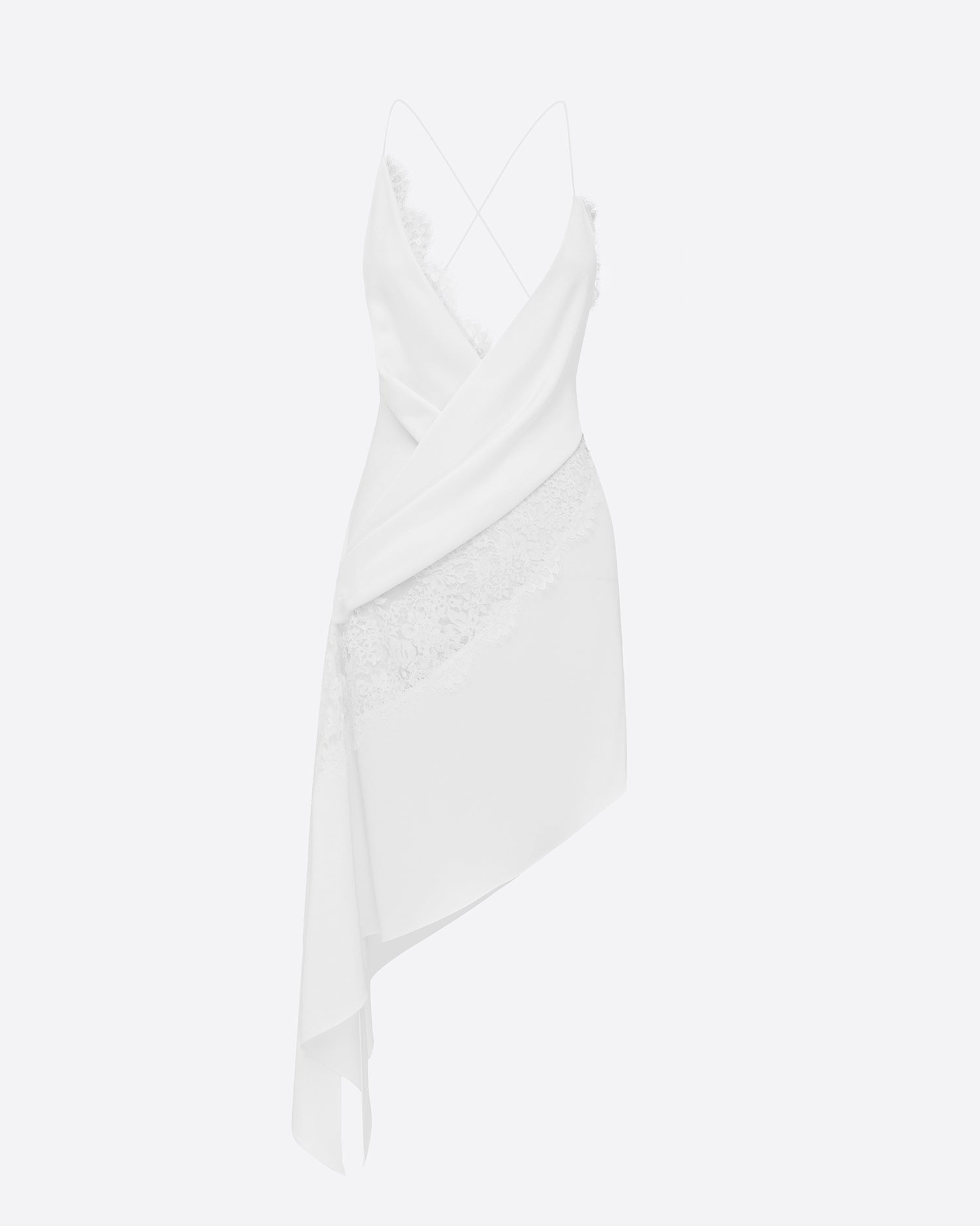 Bikini Wrap Asymmetric Dress in Satin Crepe