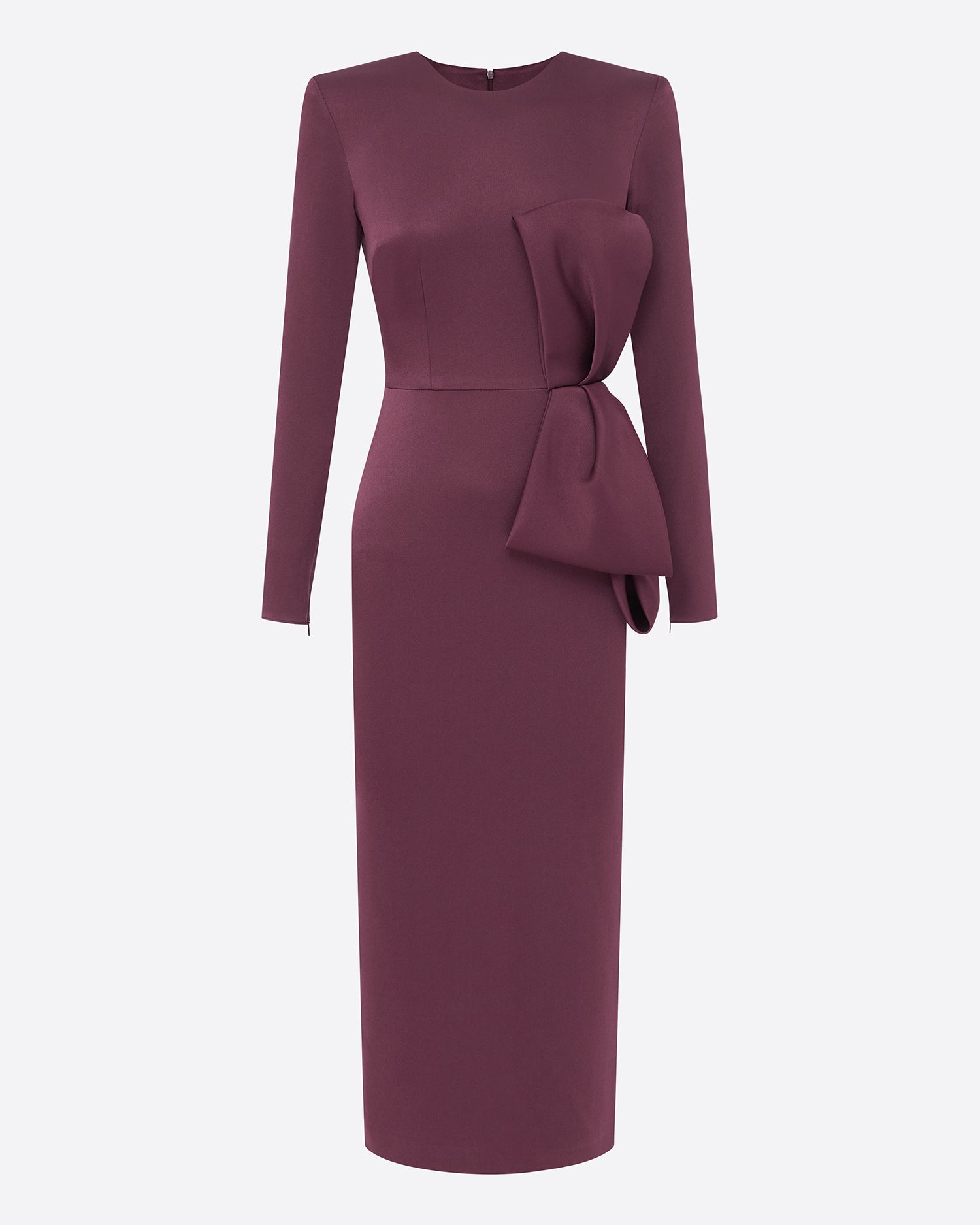 Long Sleeve Dress in Satin Crepe