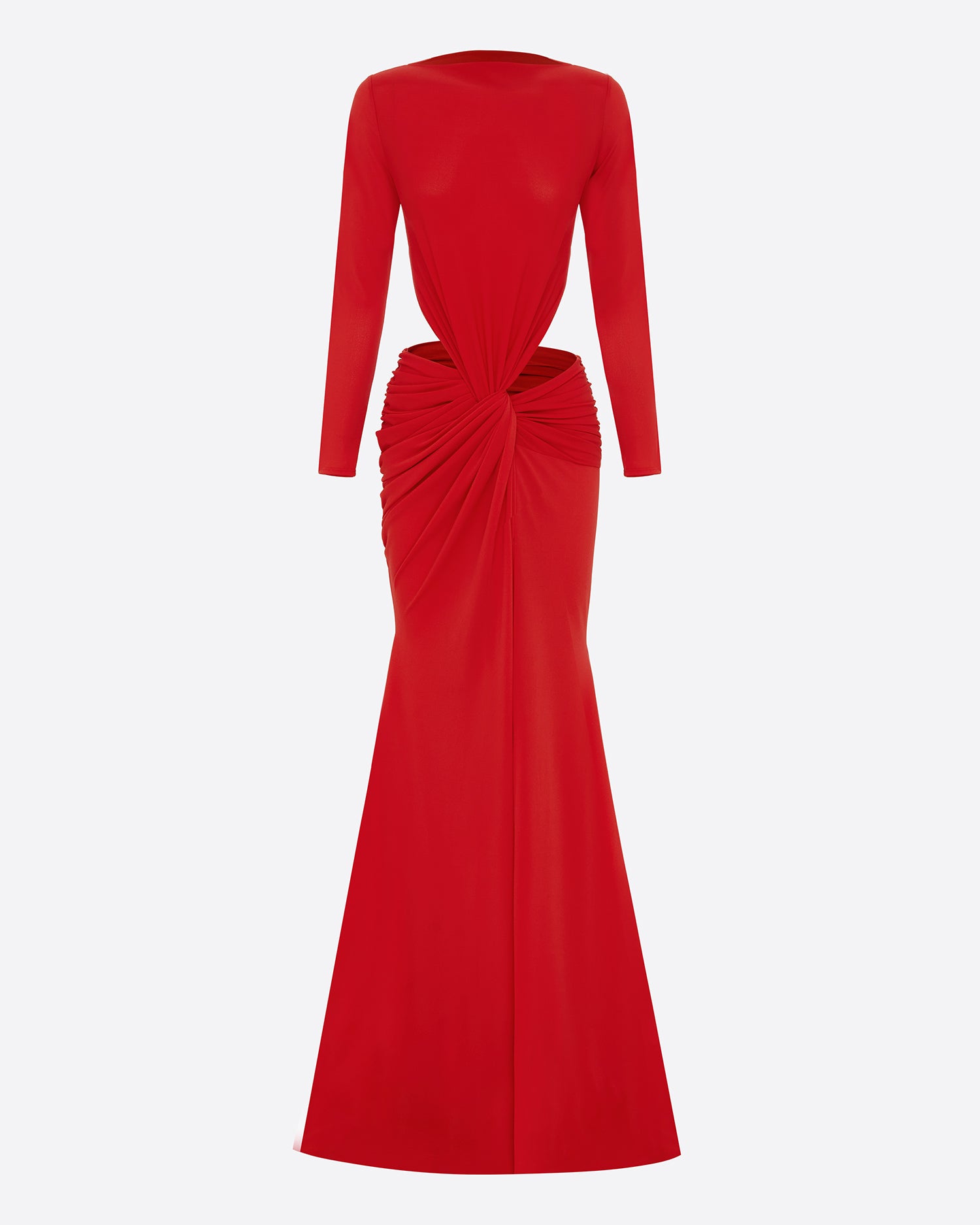 Long Sleeve Twist Gown in Crepe Jersey