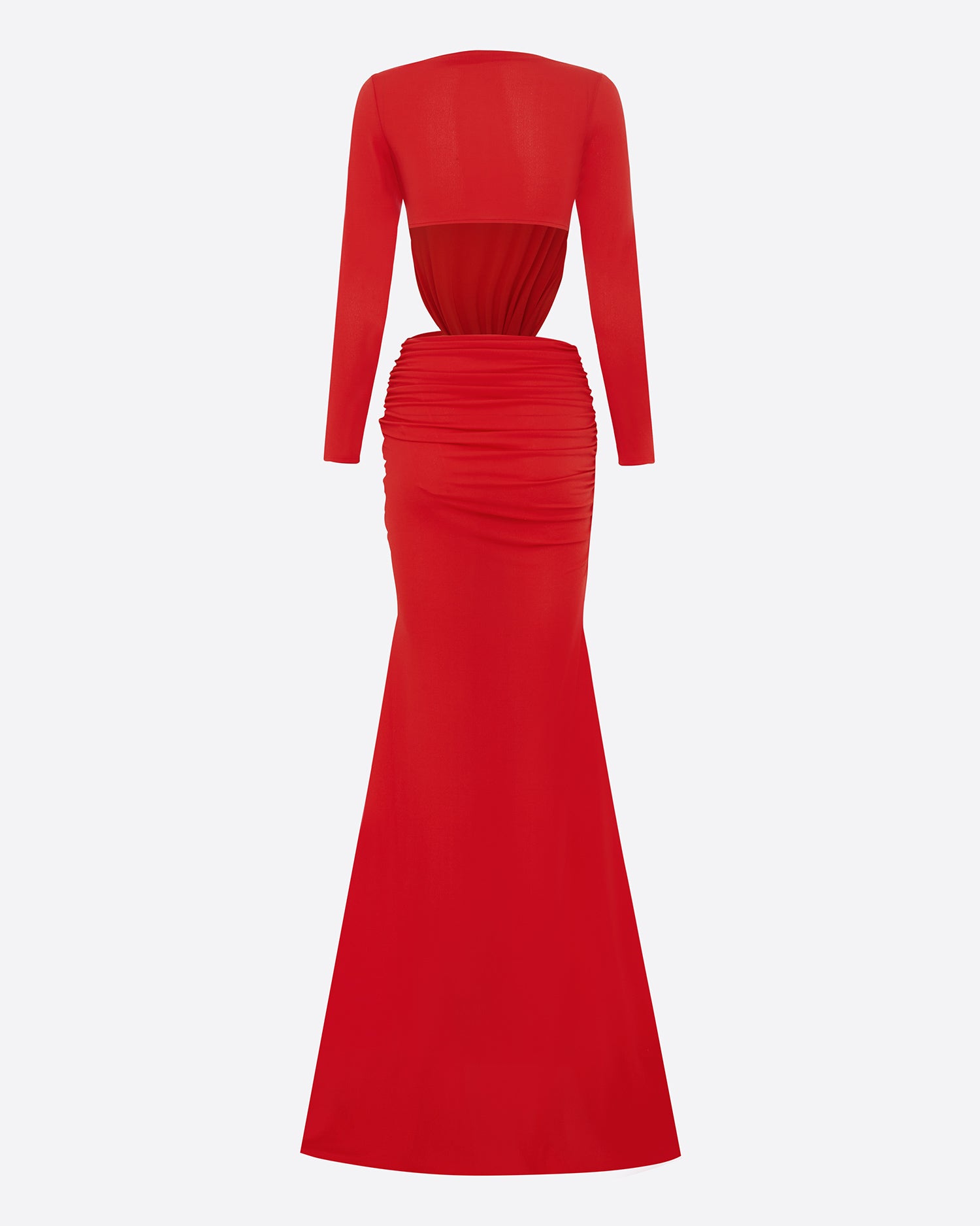 Long Sleeve Twist Gown in Crepe Jersey