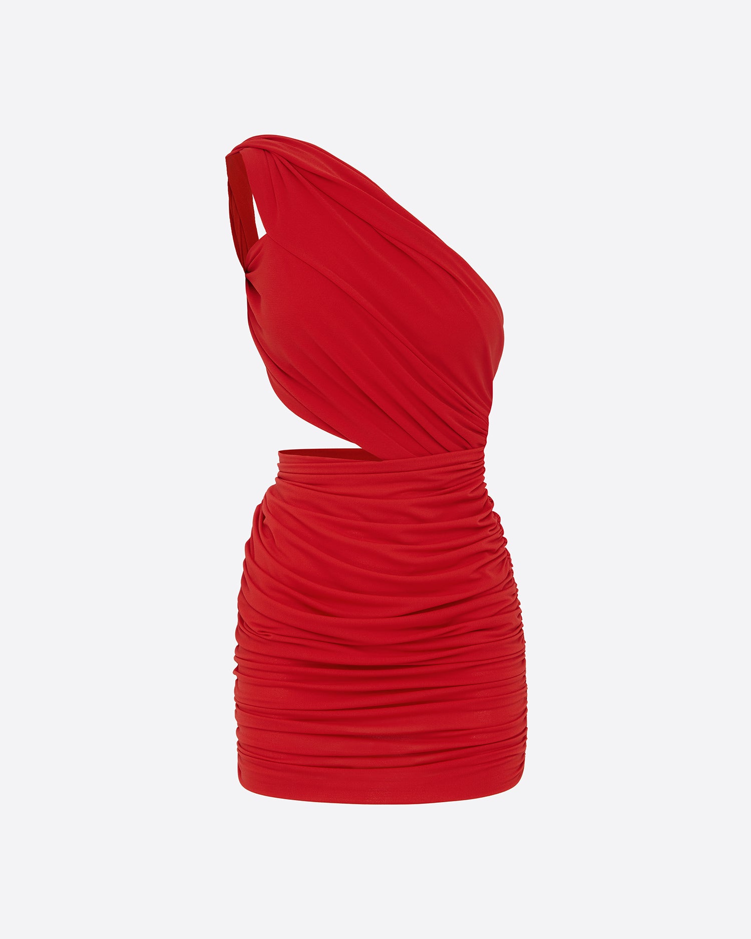 One Shoulder Mini Dress in Crepe Jersey