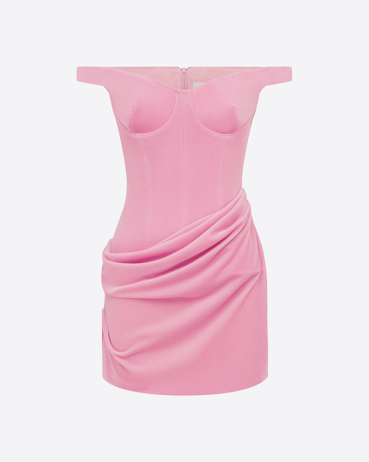 Off Shoulder Drape Mini Dress in Velvet