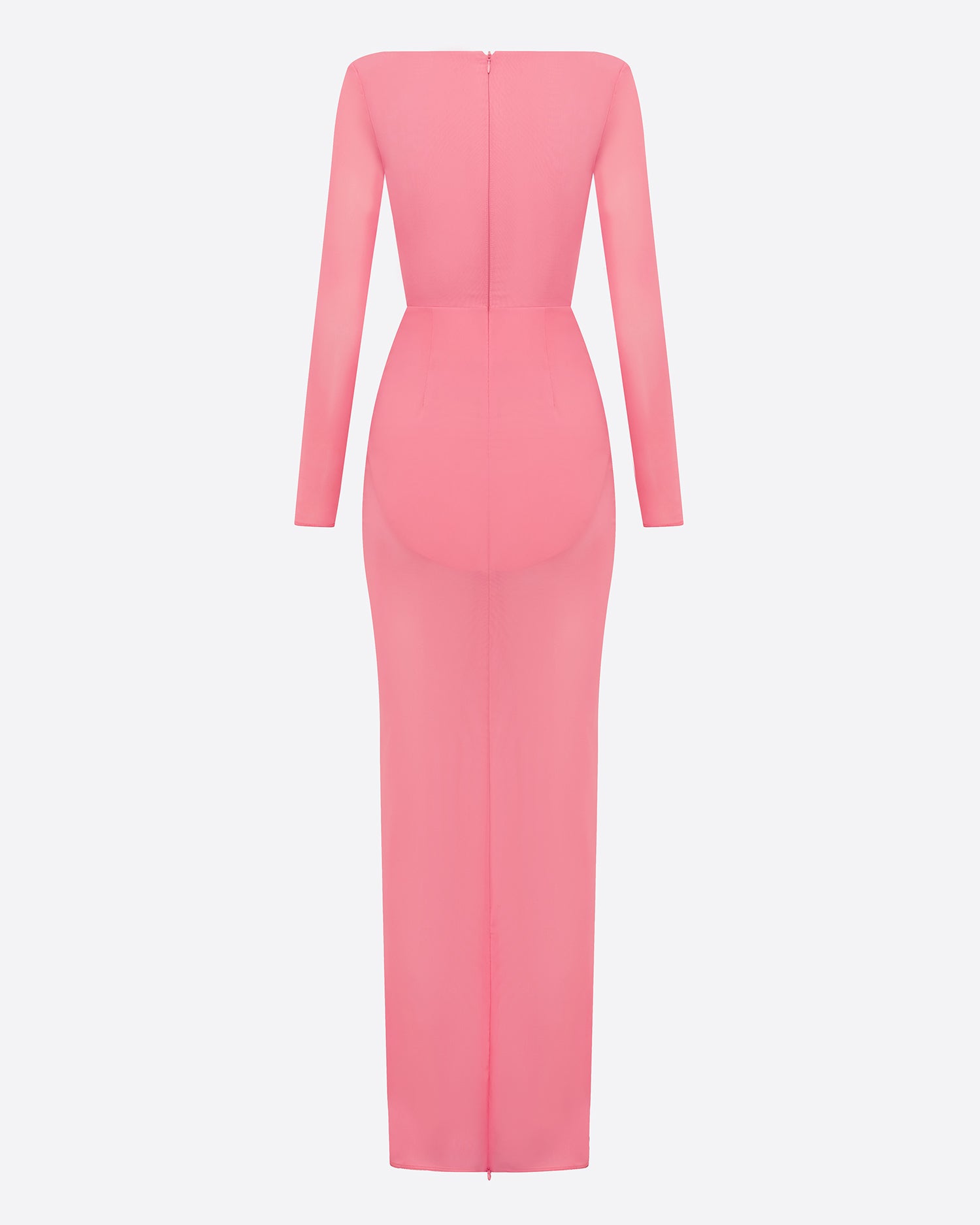 Long Sleeve Cupped Column in Stretch Mesh