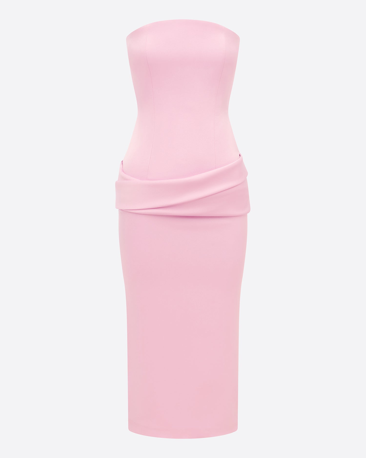 Strapless Drape Dress in Satin Crepe