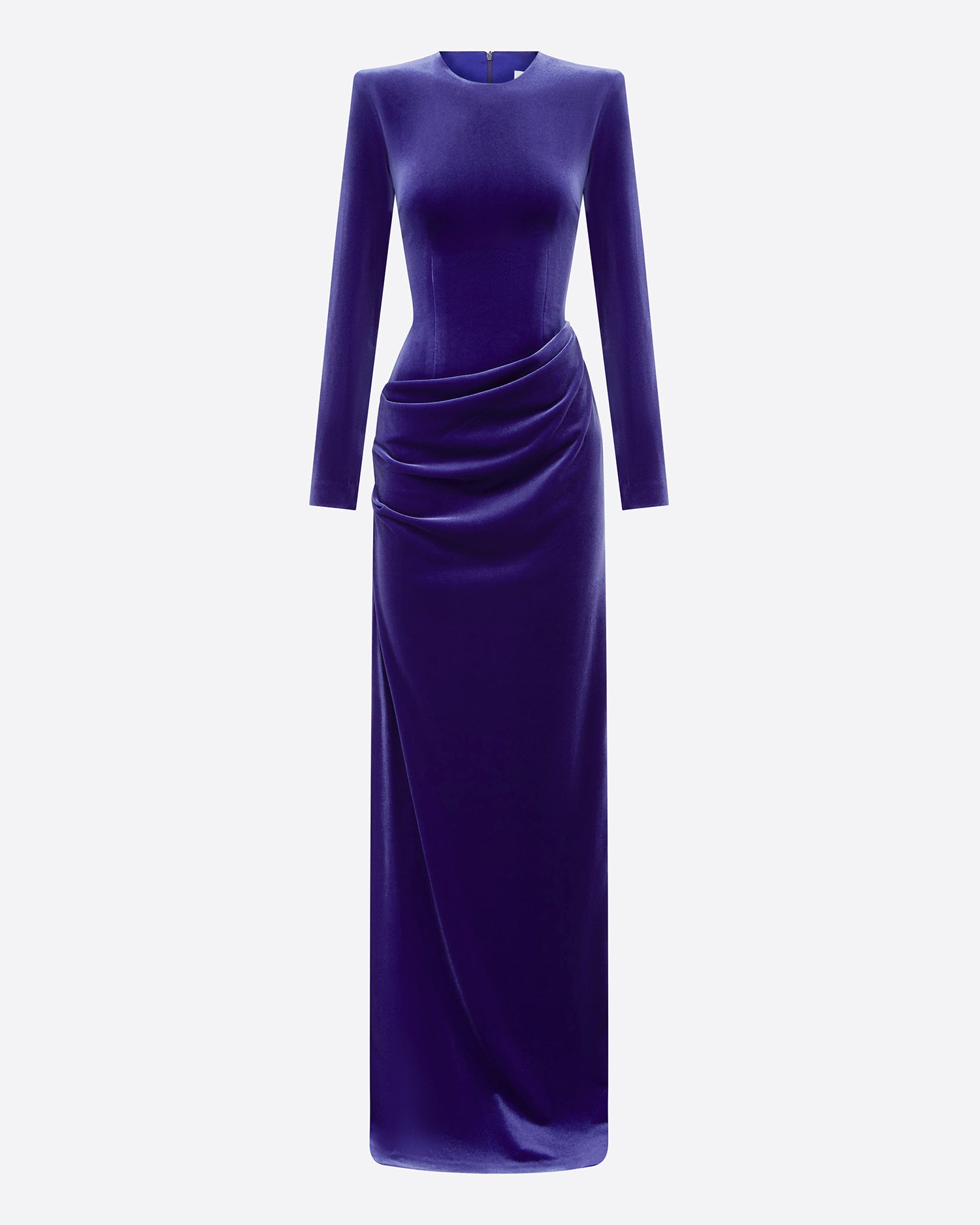 Long Sleeve Drape Column in Velvet