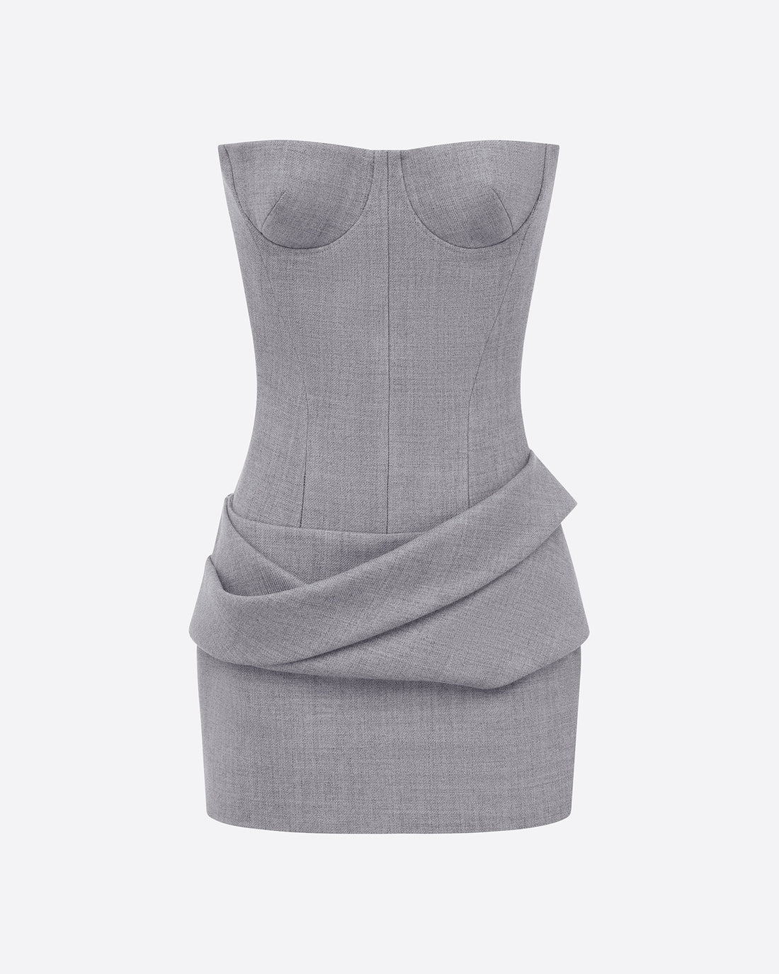 Longline Corset Mini Dress in Wool Suiting