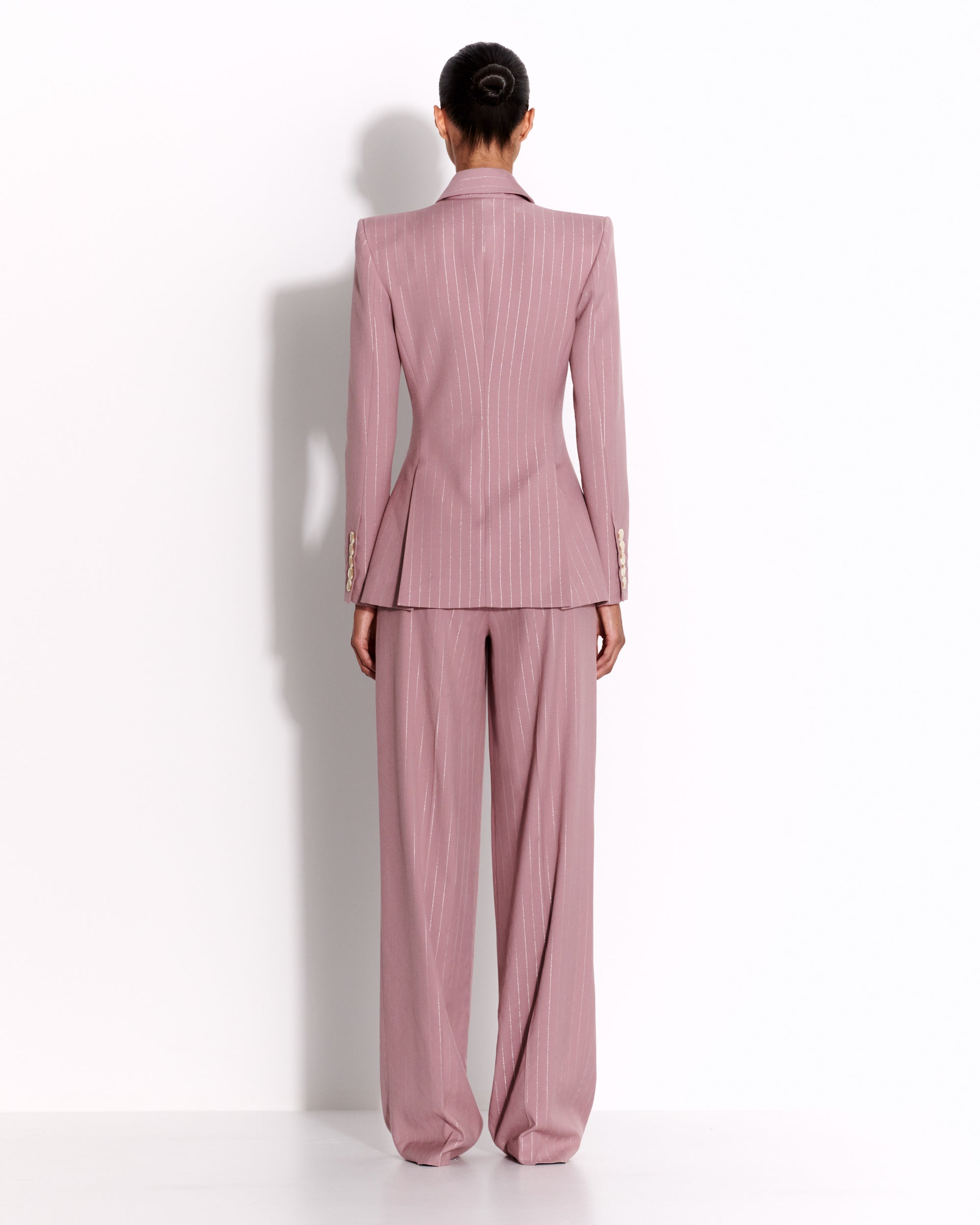 Strapless Crop Top in Lurex Pinstripe