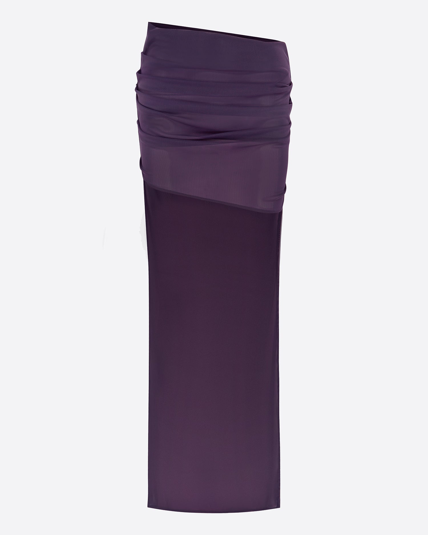 High Low Tucked Mini Skirt in Stretch Mesh