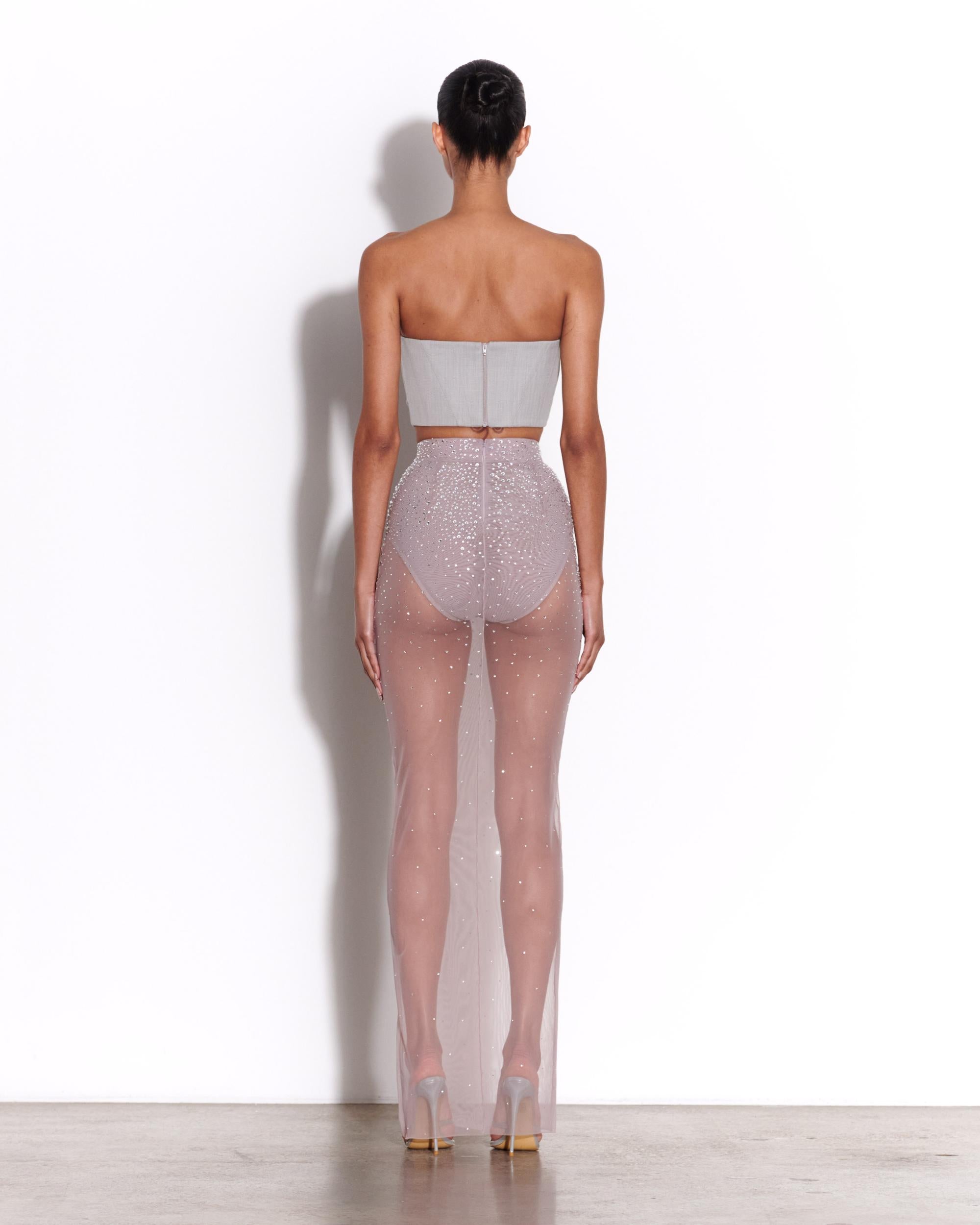 Strapless Corset Top in Wool Suiting