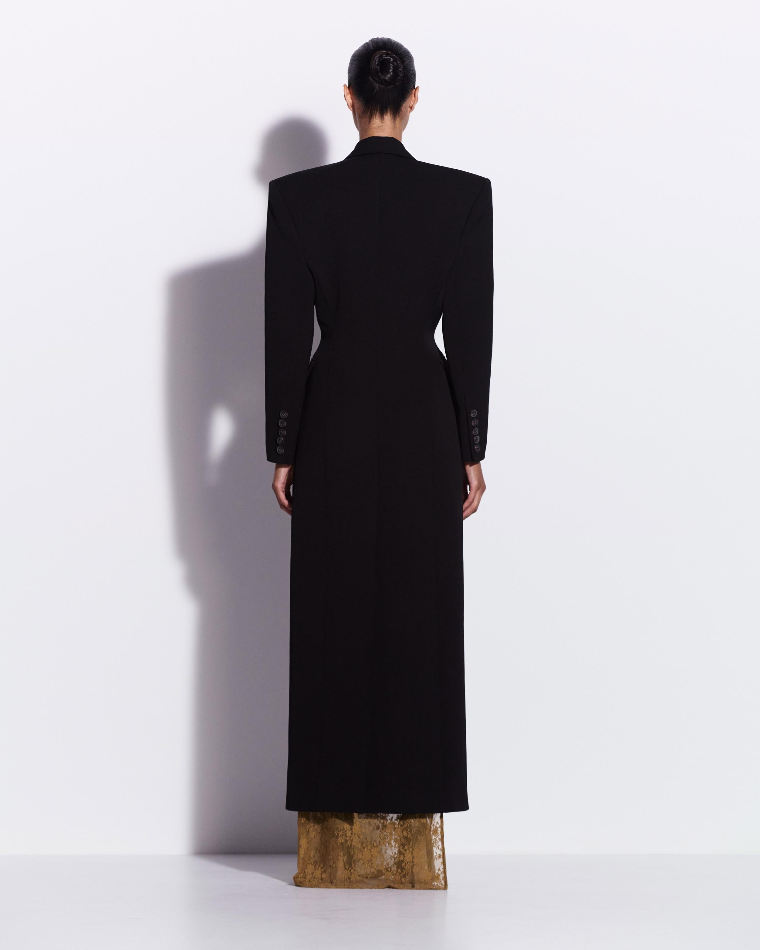 Double Breasted Contour Coat in Wool Suiting
