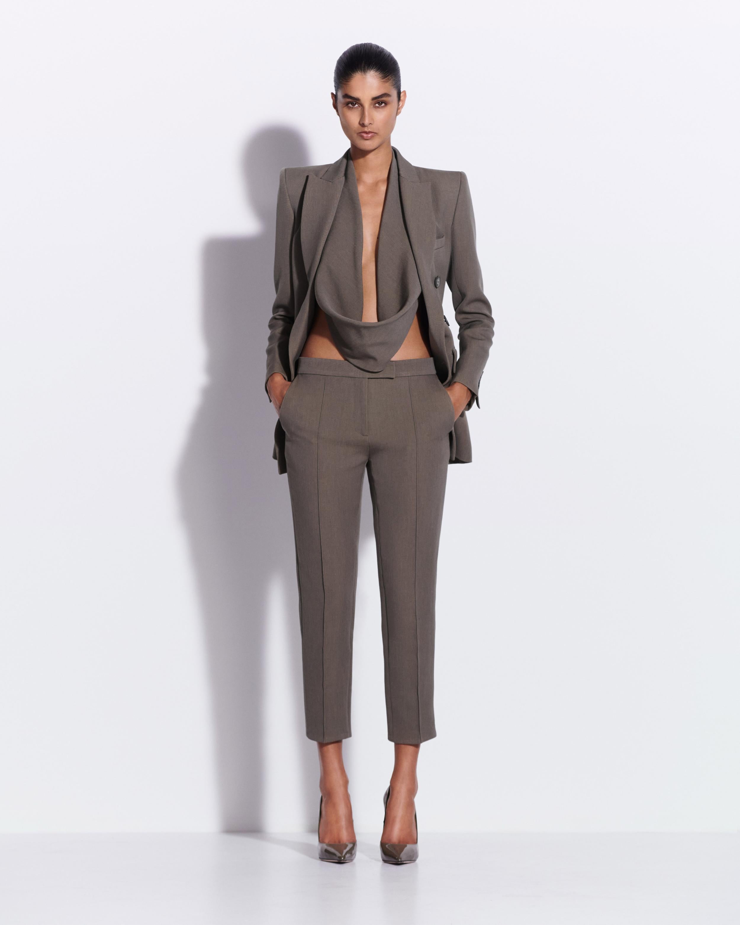 Double Breasted Fitted Blazer in Wool Suiting