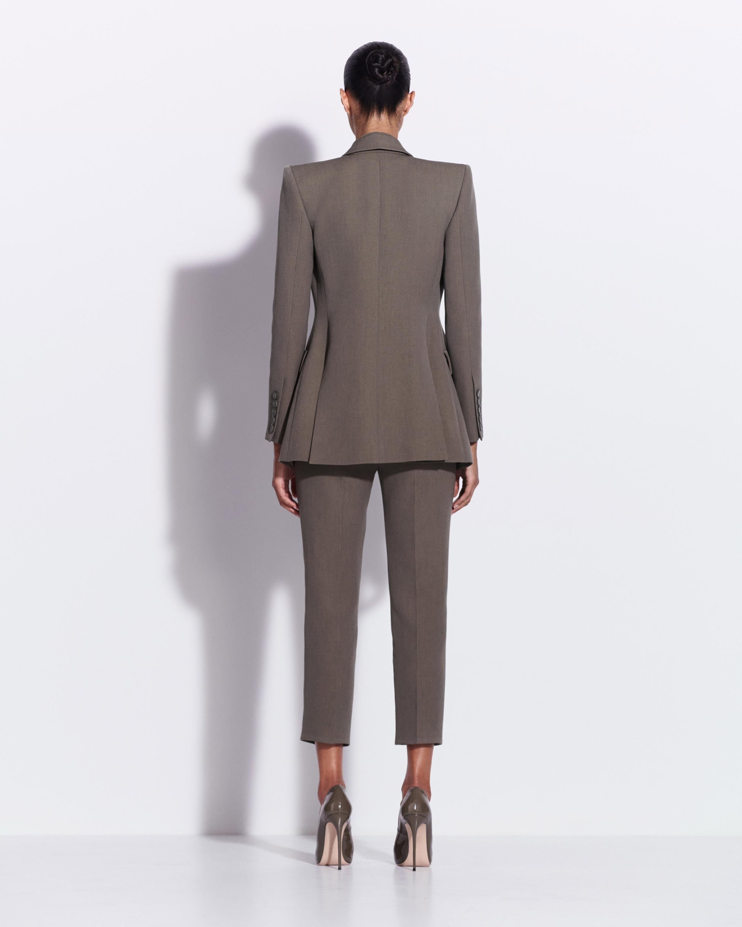 Double Breasted Fitted Blazer in Wool Suiting