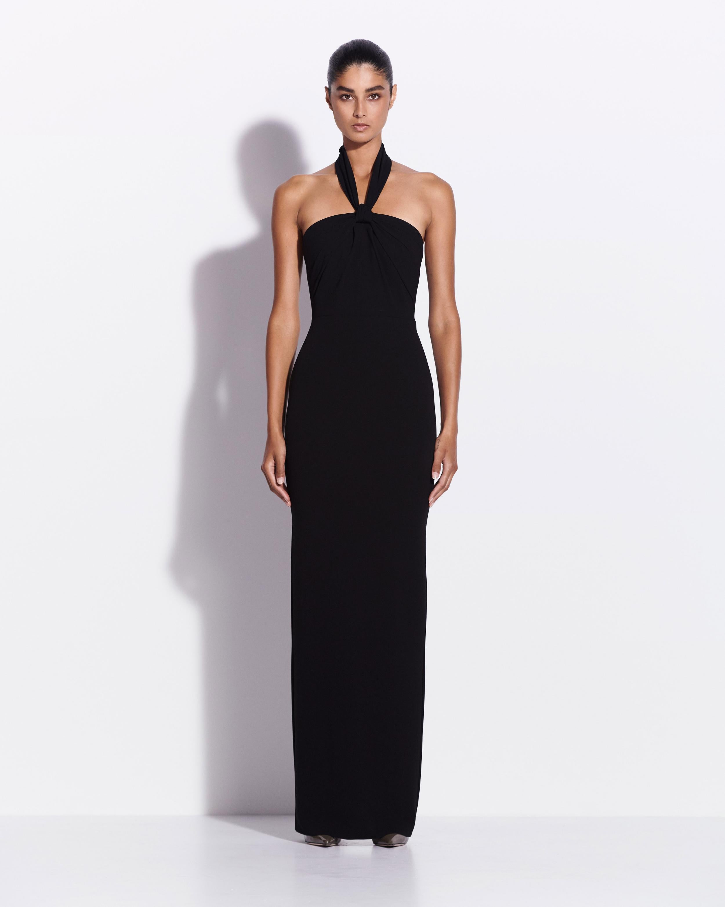 Halter Twist Column in Crepe  Alex Perry