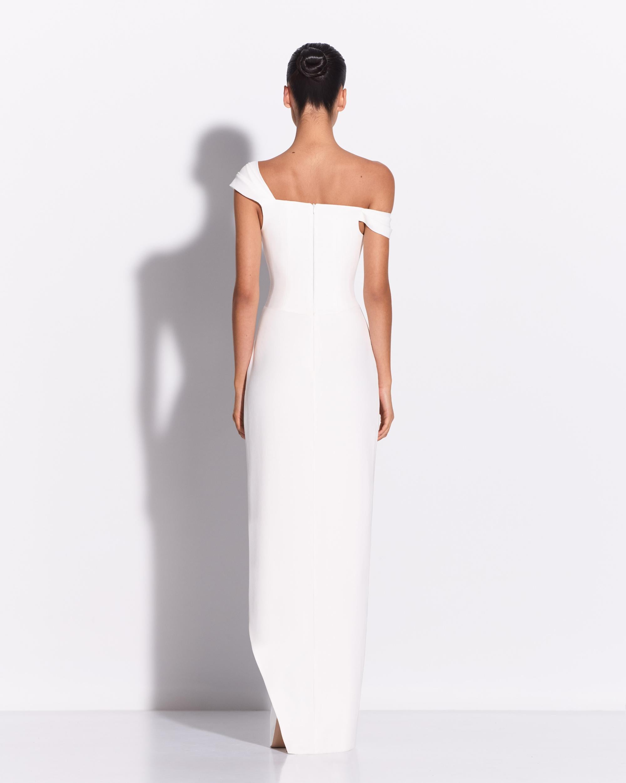 Longline Sweetheart Corset Drape Gown in Crepe