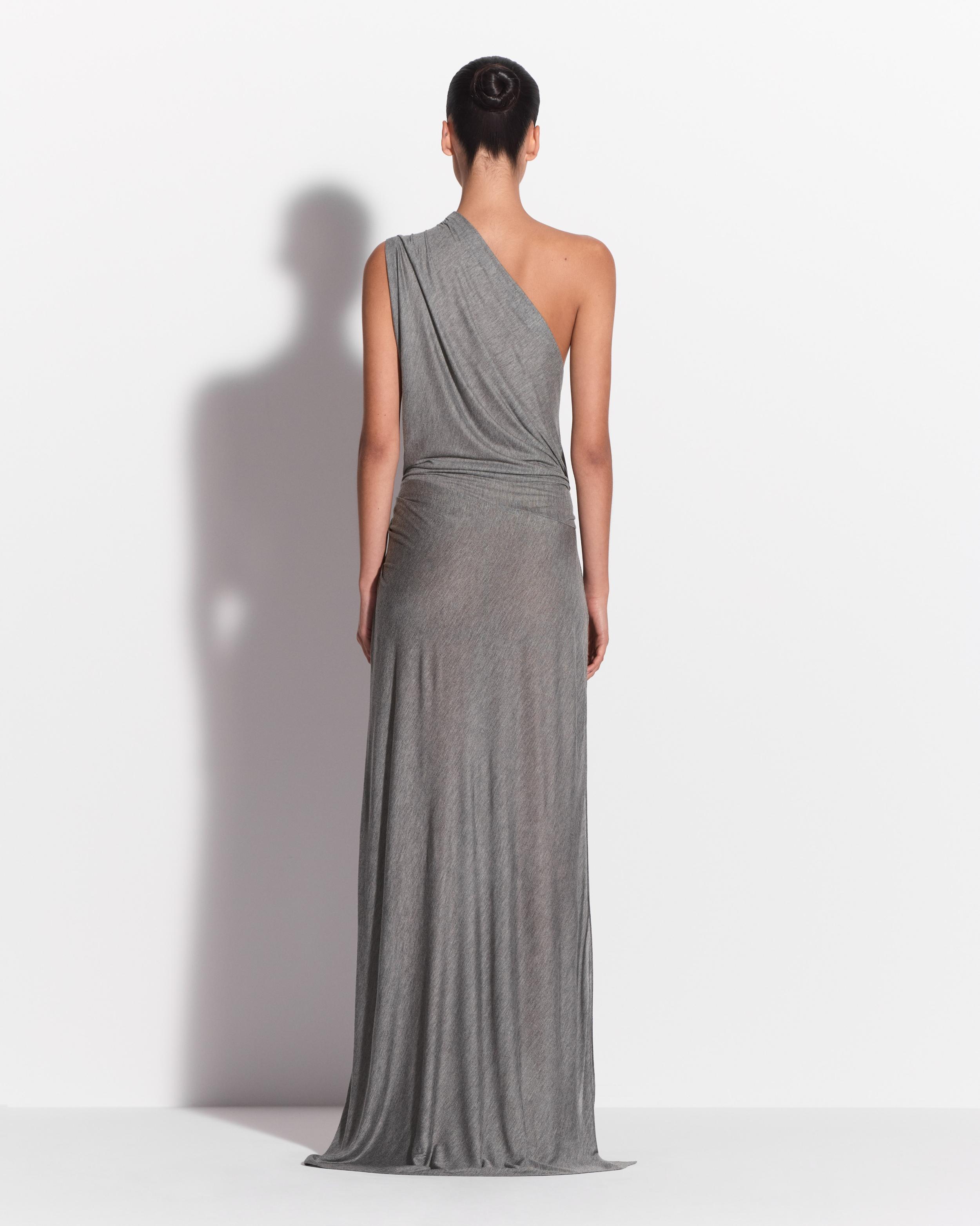 One Shoulder Drape Gown in Marle Jersey